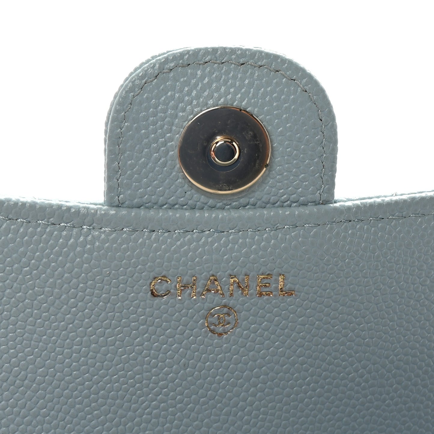 Caviar Quilted Flap Phone Holder With Chain Light Blue