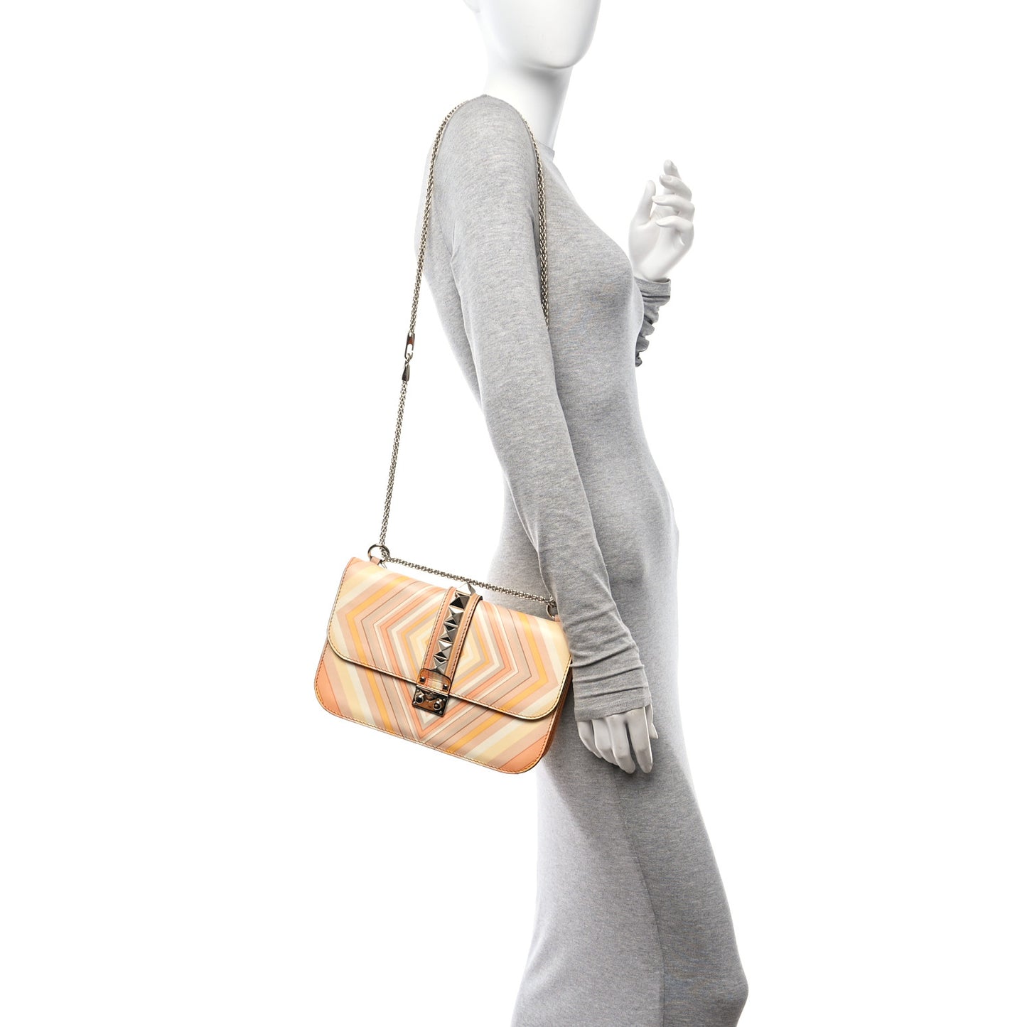 Vitello Native Couture 1975 Medium Glam Lock Rockstud Flap Mandarin Sorbet