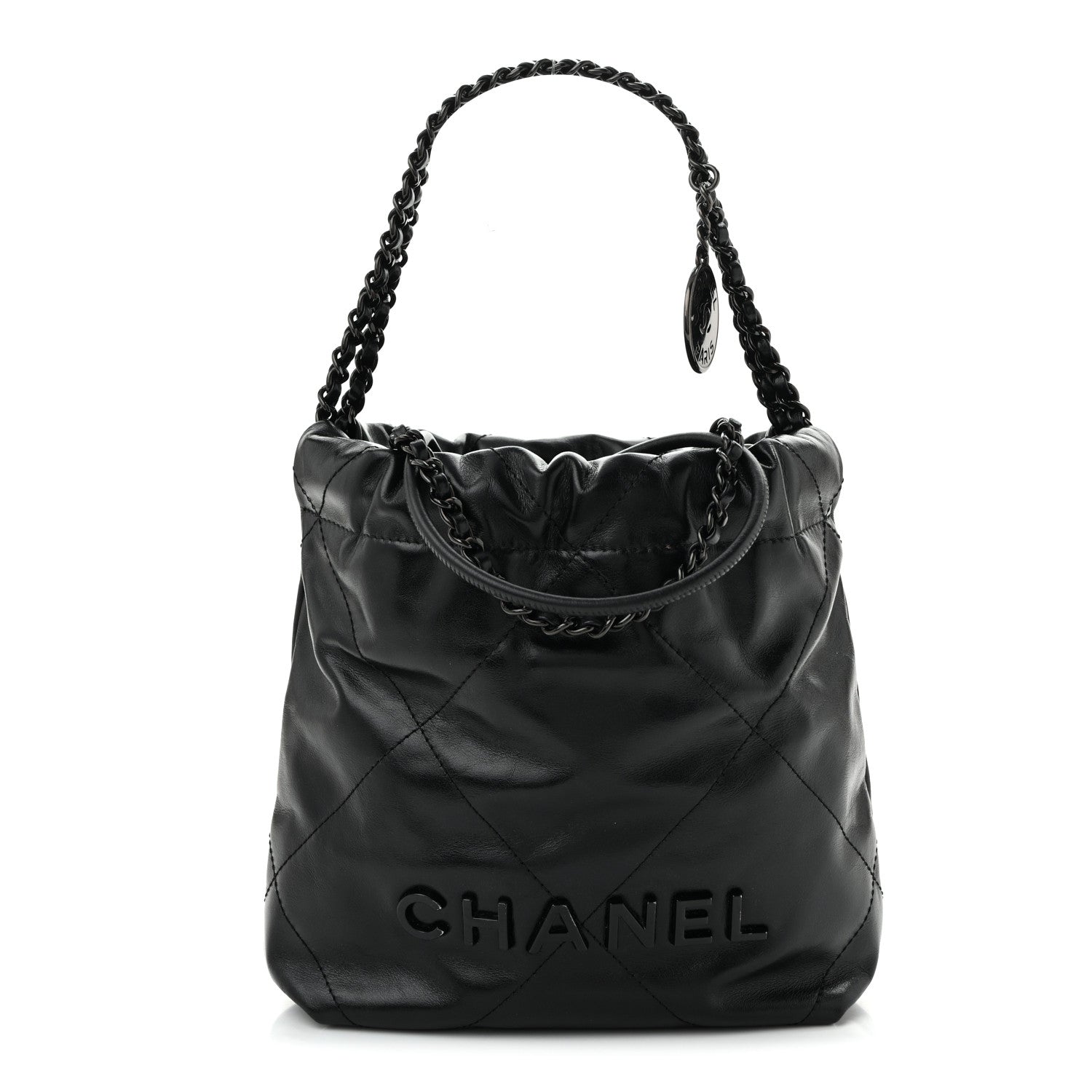 Chanel Shiny Calfskin Quilted Mini Chanel 22 So Black 1889123