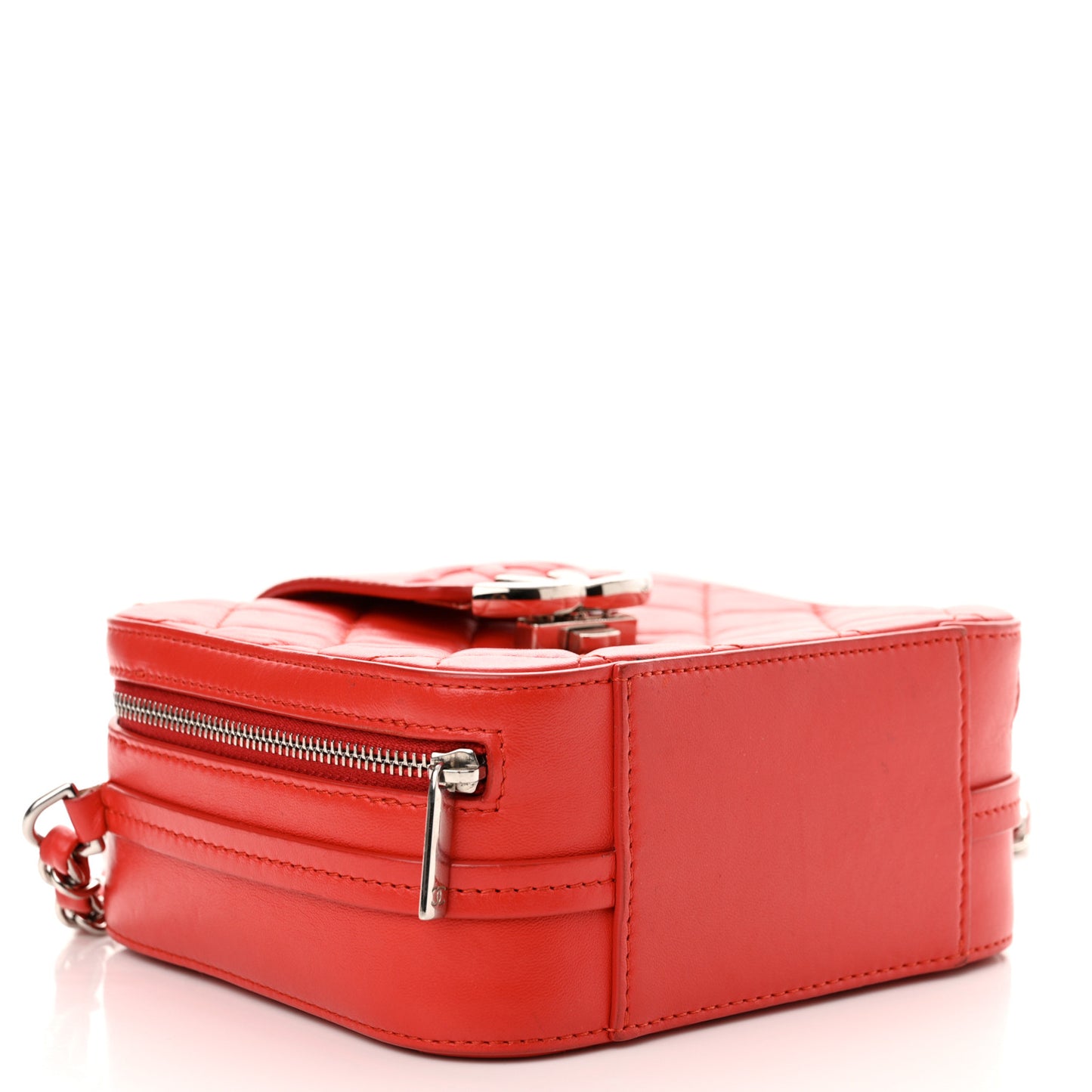 Lambskin Quilted Mini CC Box Camera Bag Red