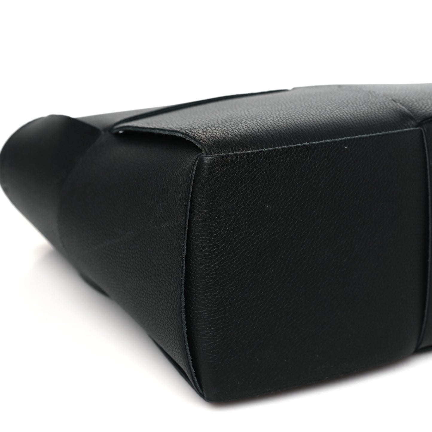 Grained Calfskin Intrecciato Small Arco Tote Black