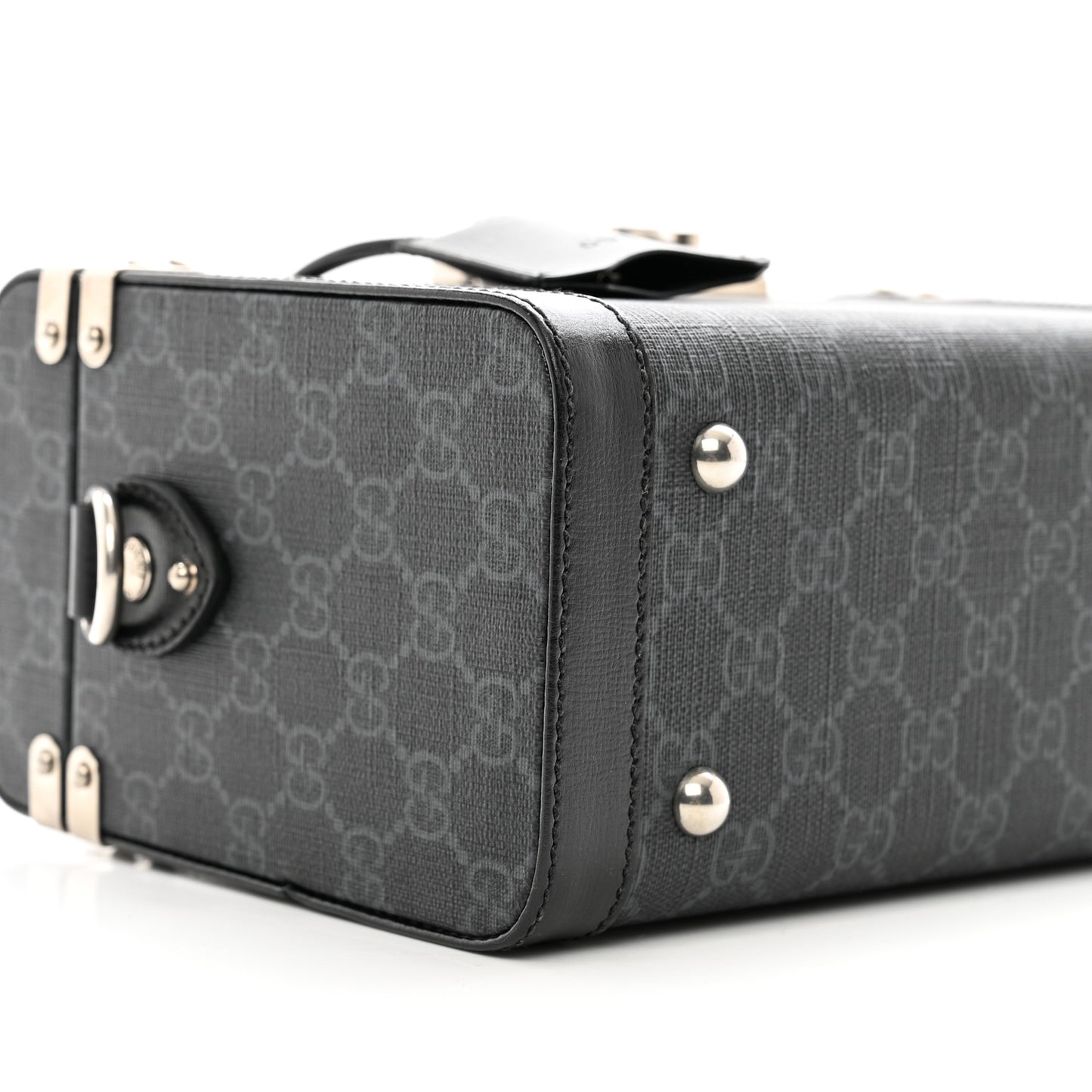 GG Supreme Monogram Calfskin Savoy Top Handle Beauty Case Black