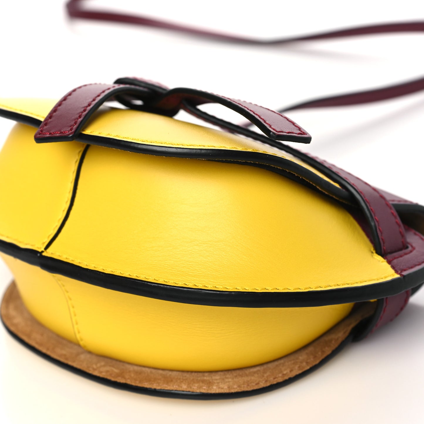Calfskin Mini Gate Crossbody Bag Wine Yellow