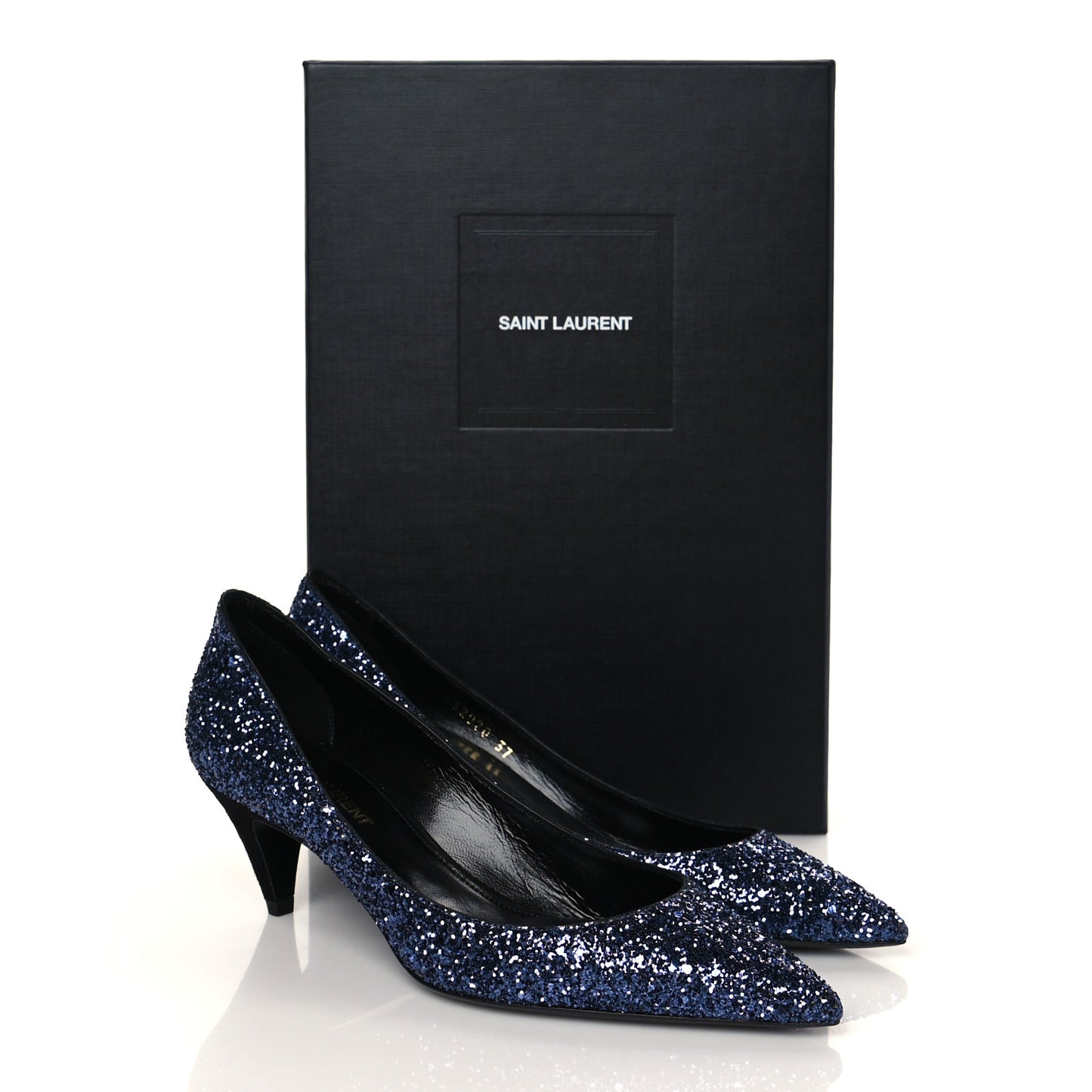 Charlotte Glitter Point-toe Kitten-Heel Pumps 37 Blue