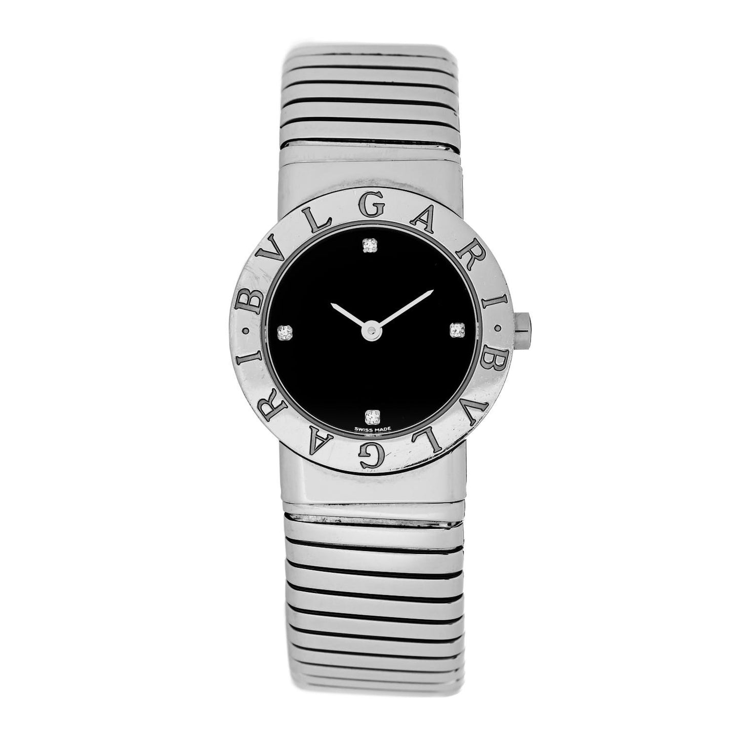 Stainless Steel Diamond 26mm Tubogas Quartz Watch Black