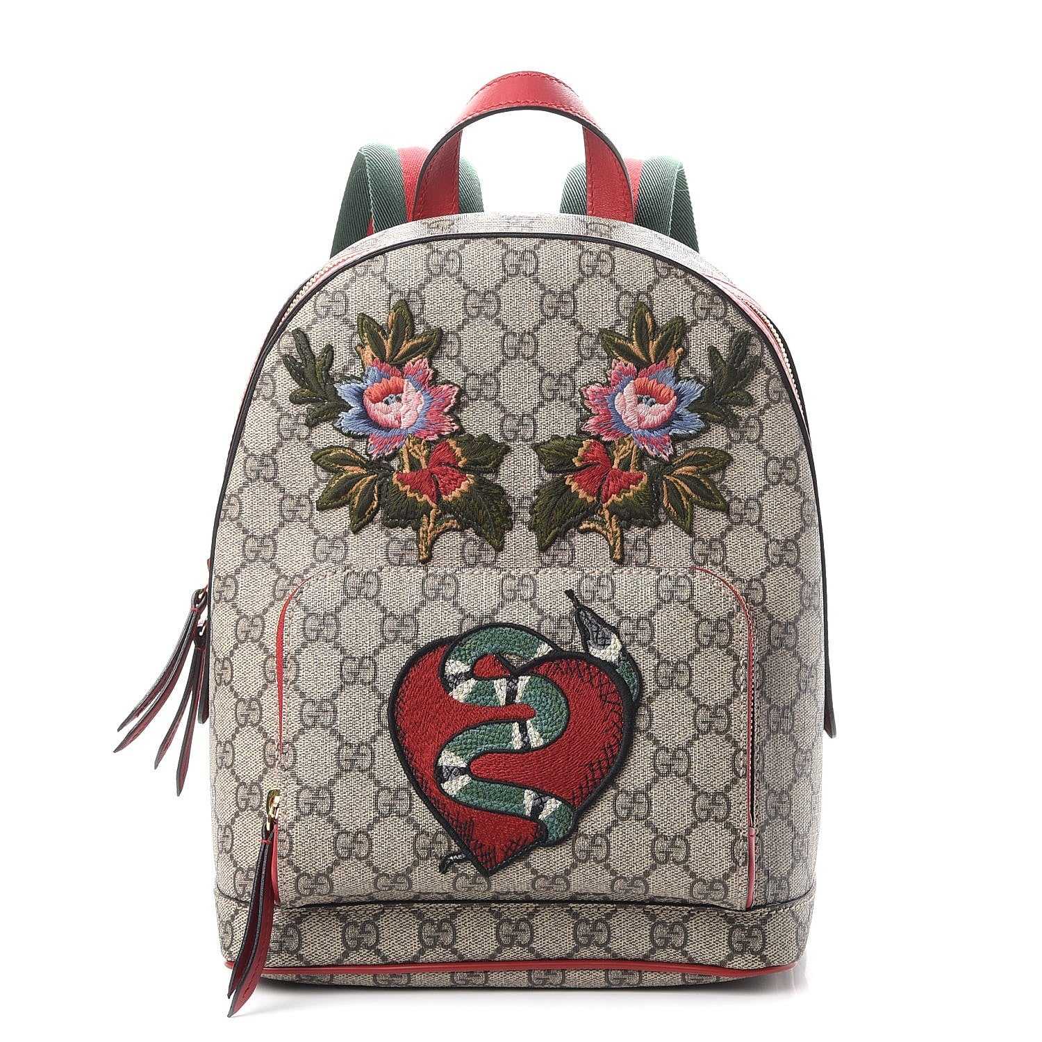 gucci red mini backpack Gucci GG Supreme Monogram Web Kingsnake Heart Embroidered Small Day Backpack Red 302536 – FASHIONPHILE