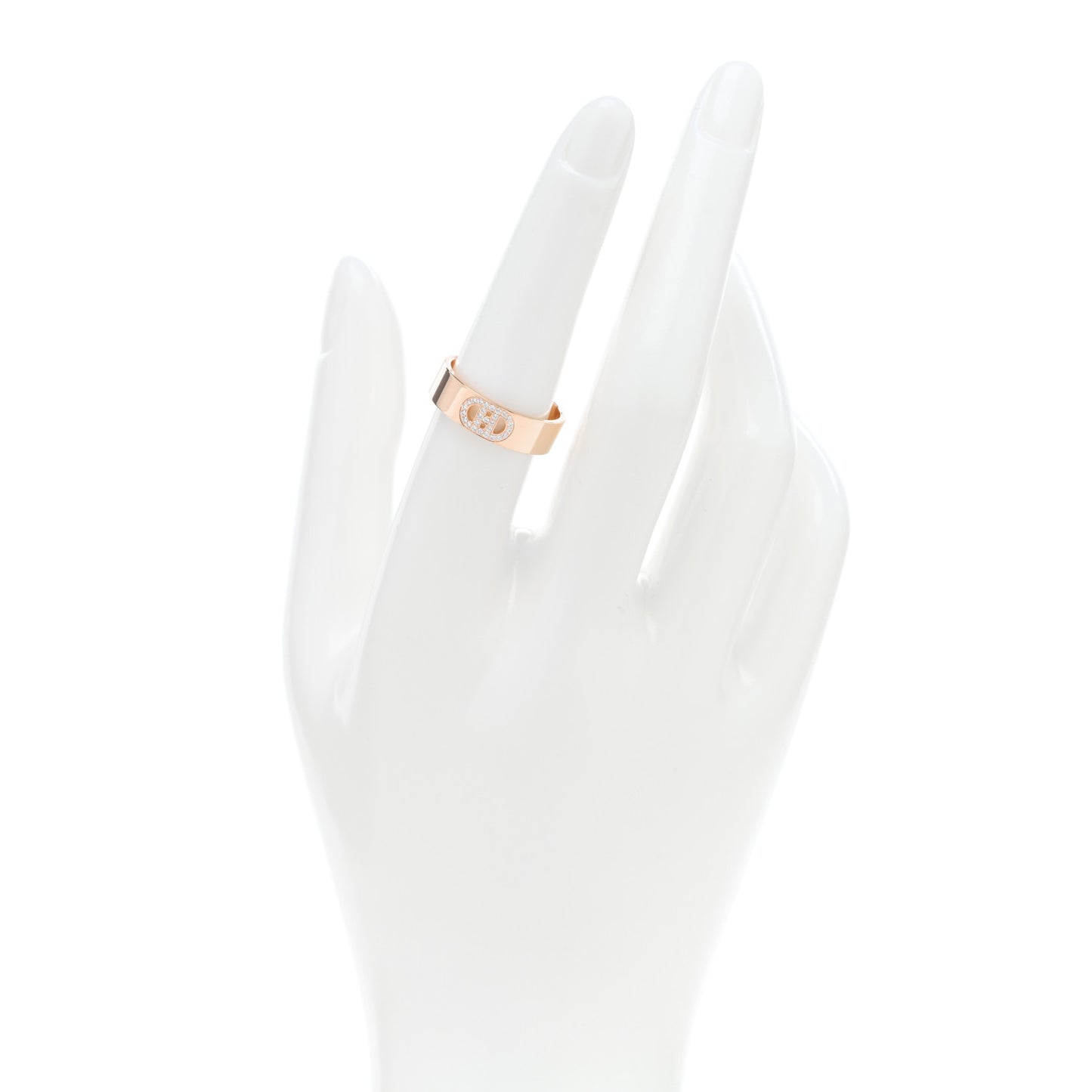 18K Rose Gold Diamond PM H D'Ancre Ring 55 7.25