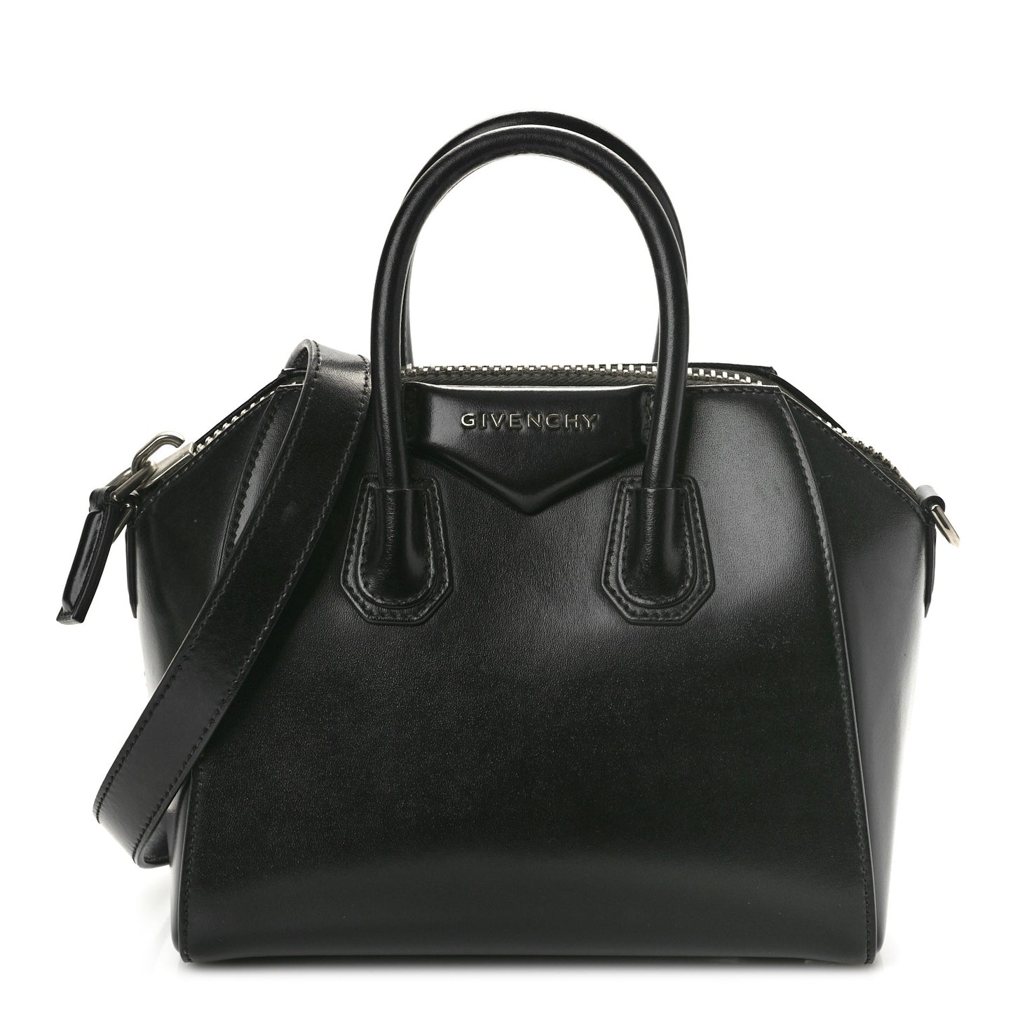 Shiny Lord Calfskin Mini Antigona Black
