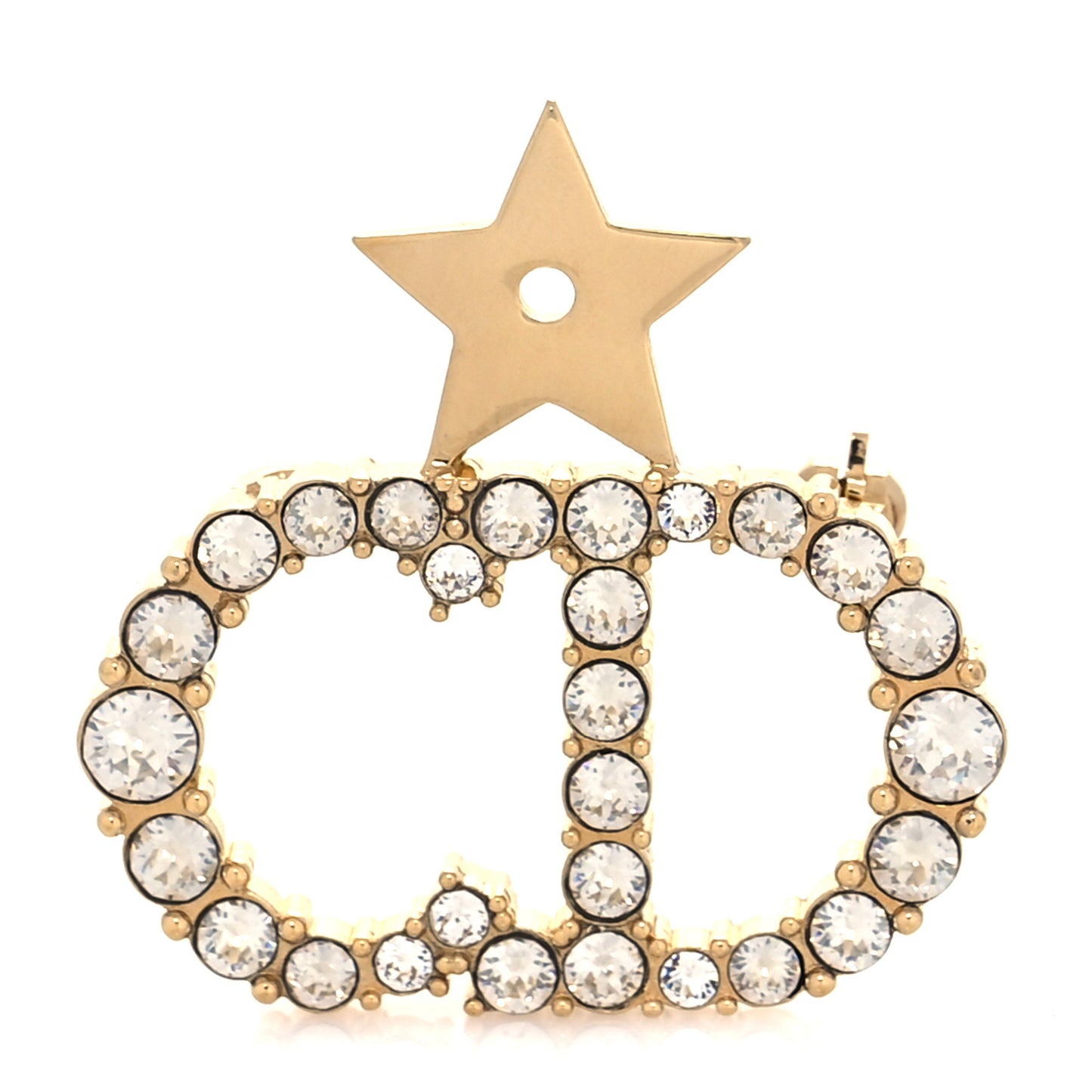 Crystal CD Logo Brooch Gold