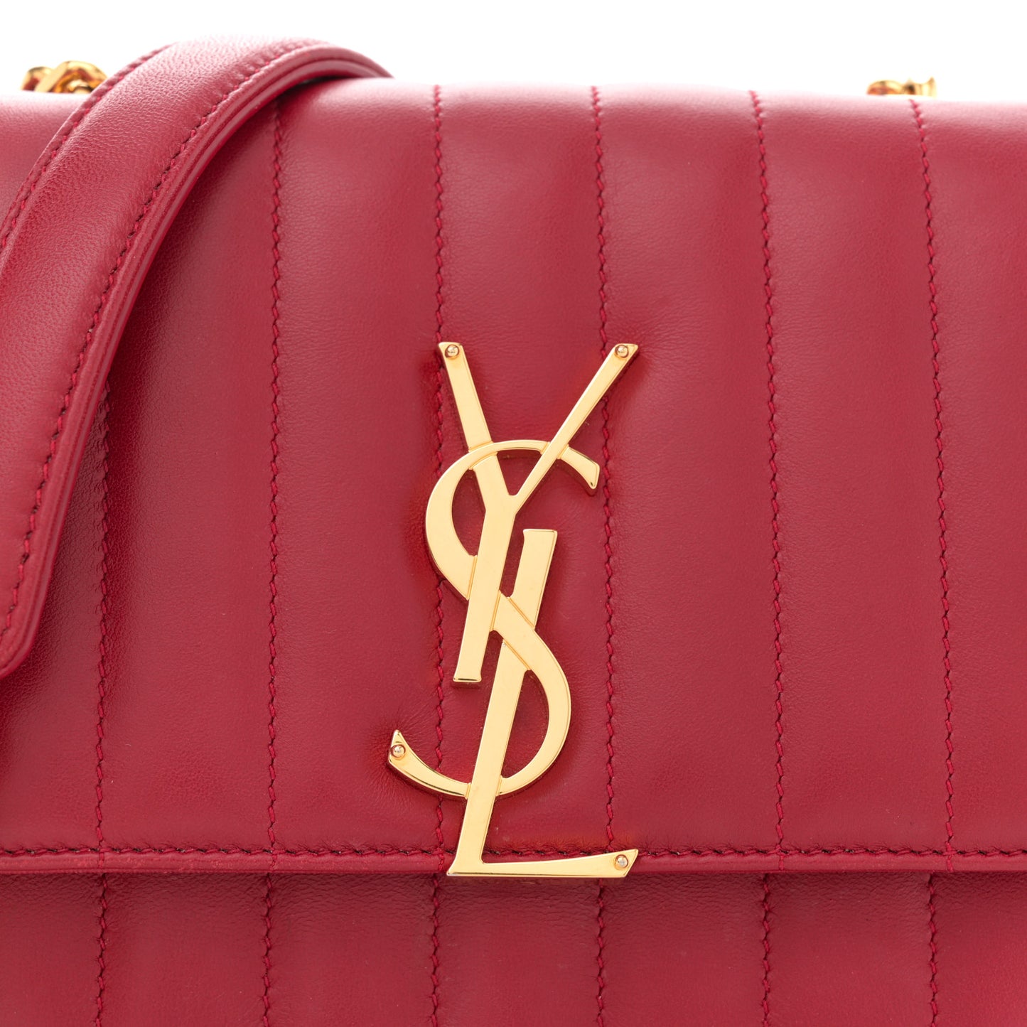 Lambskin Matelasse Monogram Small Vicky Chain Bag Red