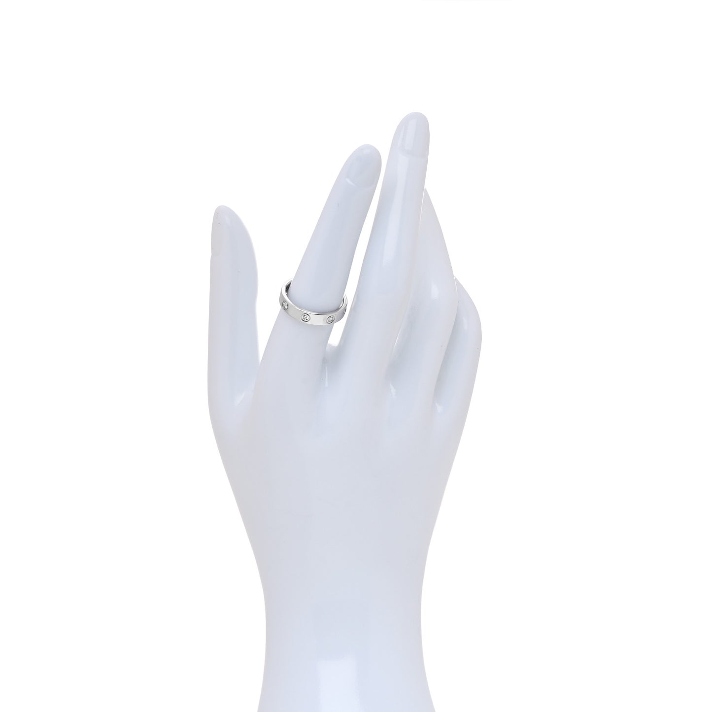 18K White Gold 8 Diamond 4mm Wedding Band LOVE Ring 54 6.75