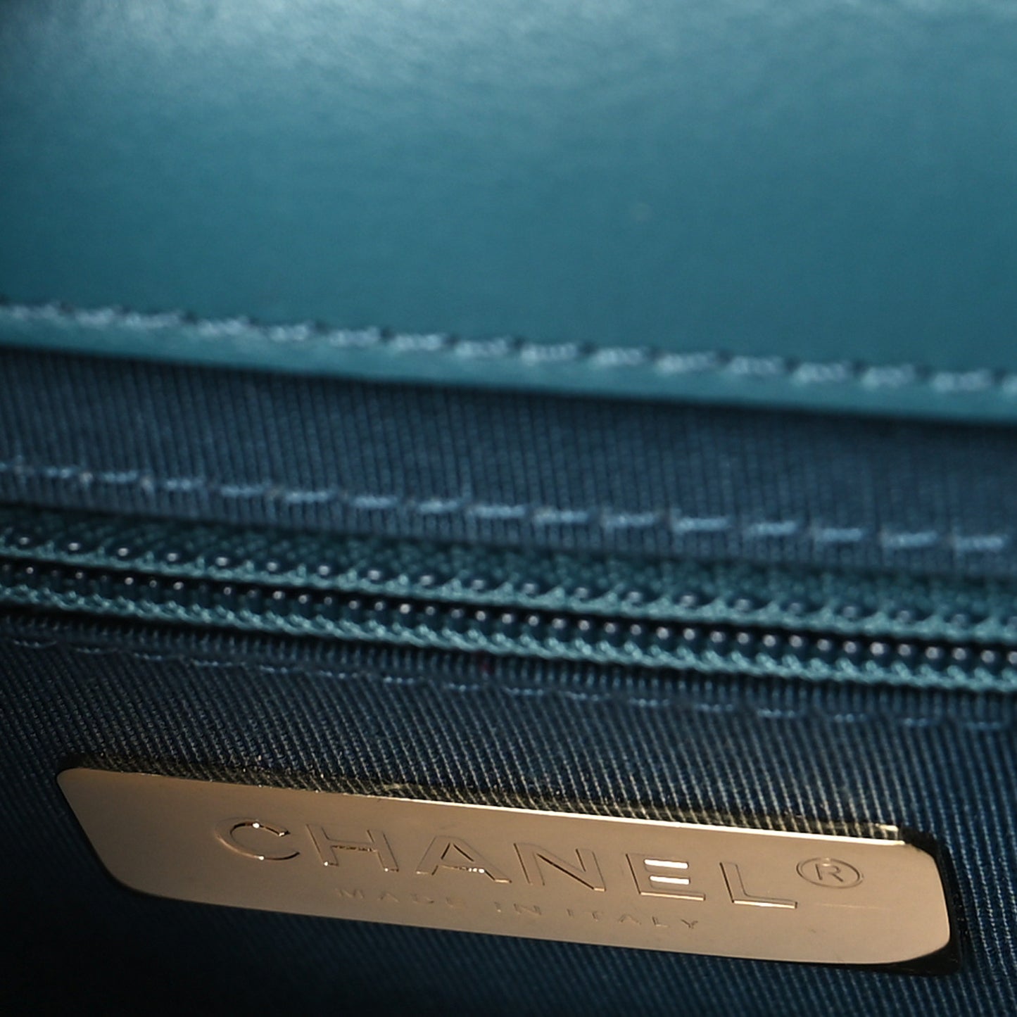 Calfskin Caviar Quilted Mini Chain Handle Flap Dark Turquoise