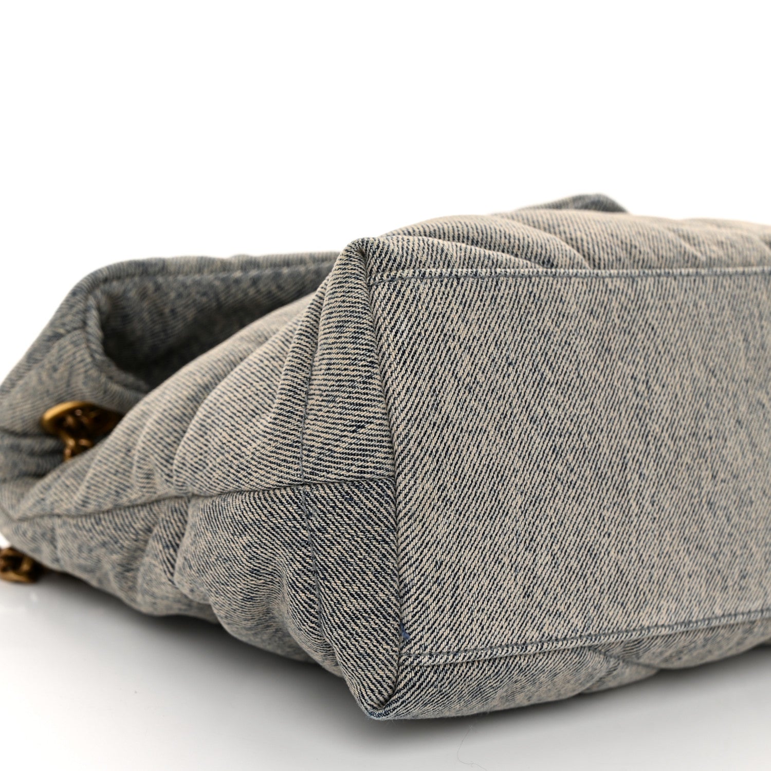 Saint Laurent Denim Quilted Small Loulou Puffer Monogram Chain Satchel Azur 9 of 10