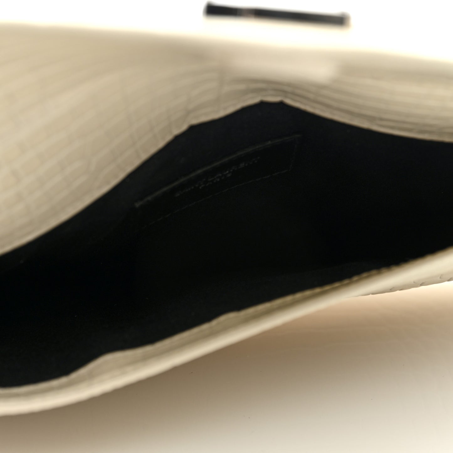 Calfskin Crocodile Embossed Uptown Monogram Clutch Porcellana