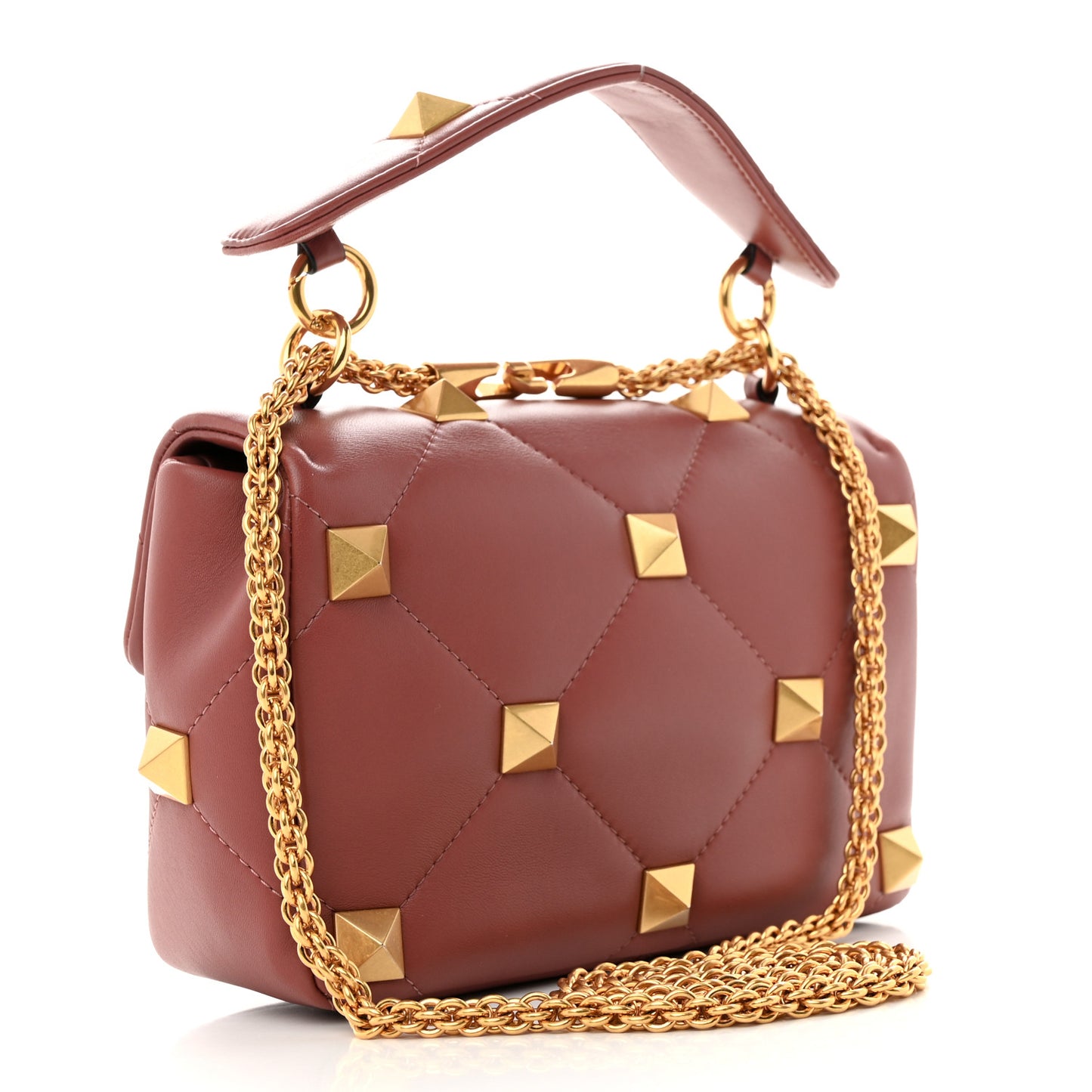 Nappa Medium Roman Stud Shoulder Bag Gingerbread