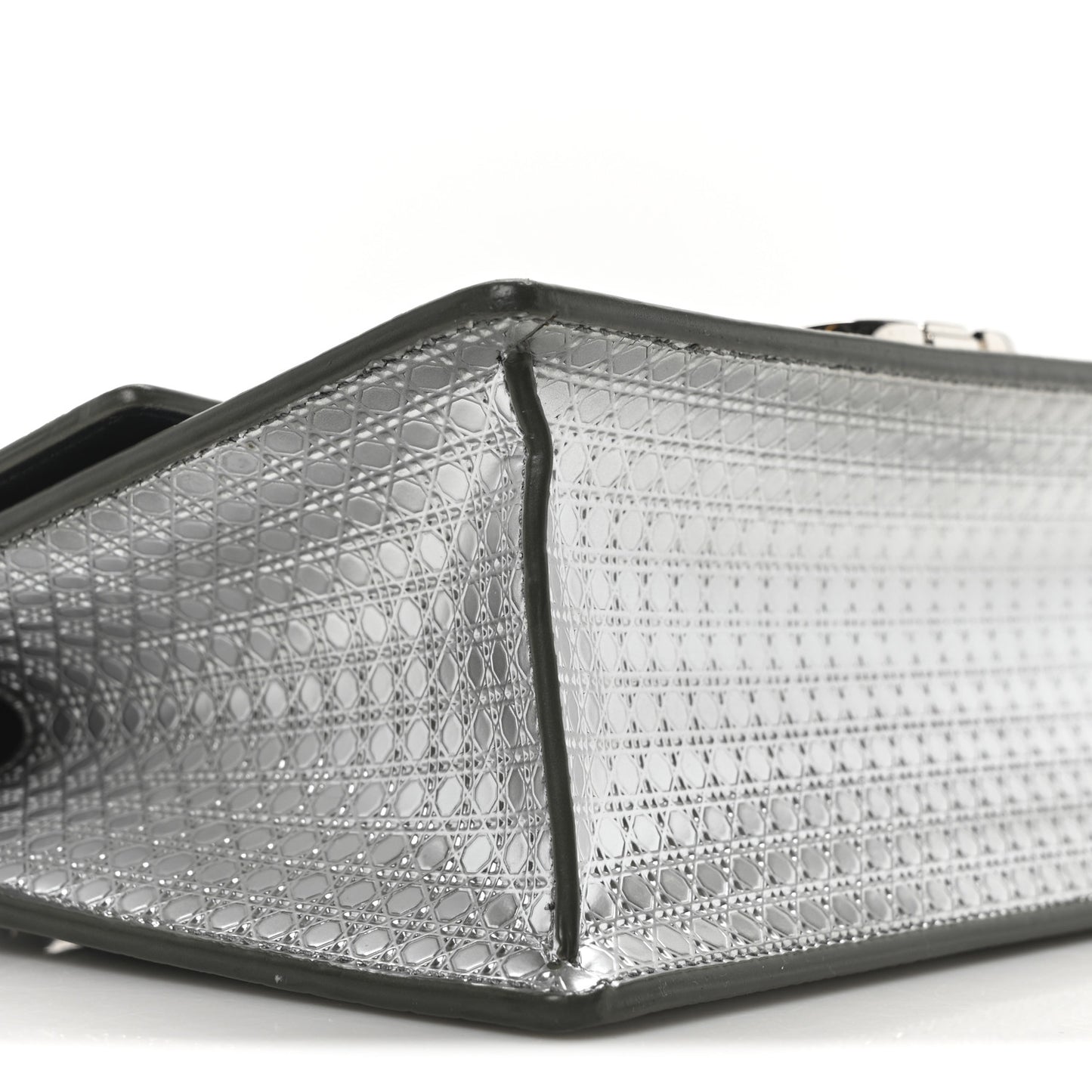 Metallic Patent Micro-Cannage 30 Montaigne Flap Bag Silver