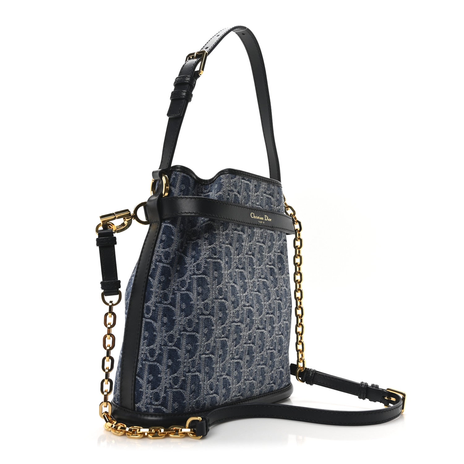Christian Dior Denim Jacquard Oblique C'est Dior Bucket Bag Blue 4 of 17