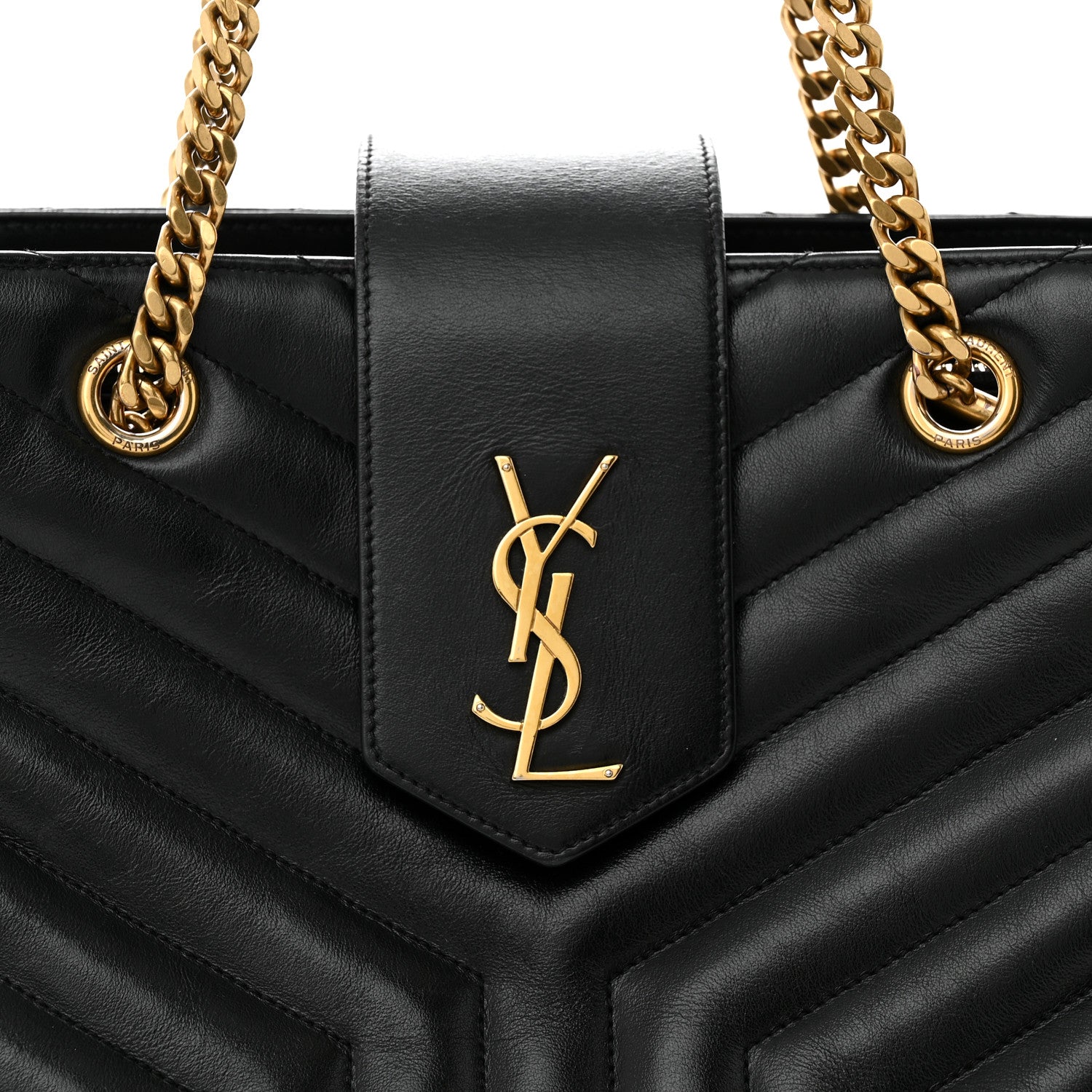 Saint Laurent Calfskin Y Quilted Monogram Large Loulou Shopper Black 10 of 14