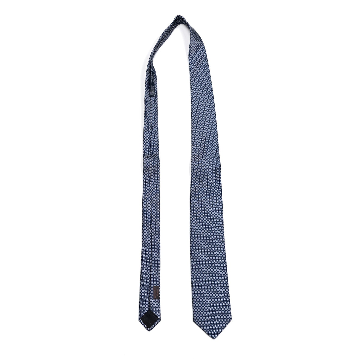 Silk Printed Mens H Enchaines Neck Tie Marine Ciel