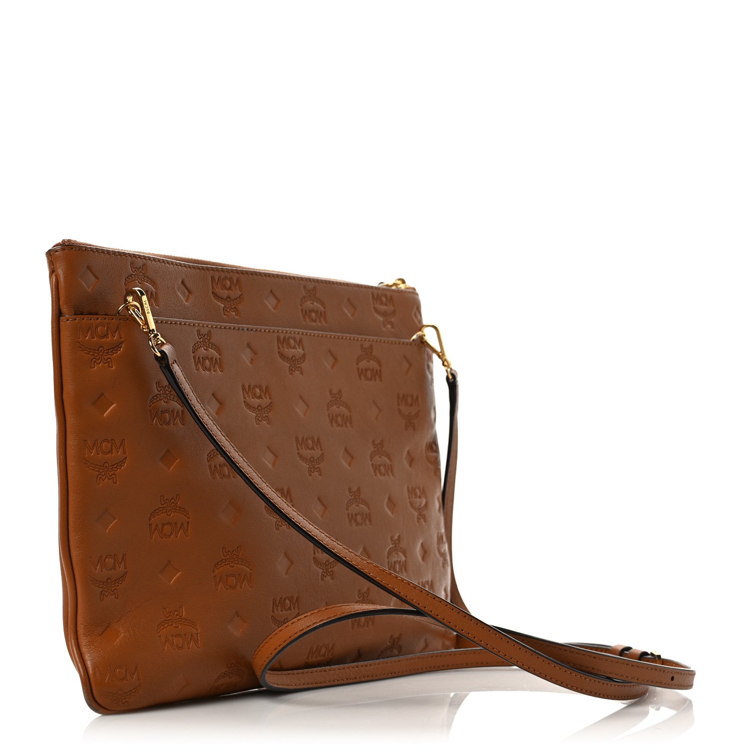 MCM Calfskin Ottomar Crossbody Pouch Cognac 3 of 10