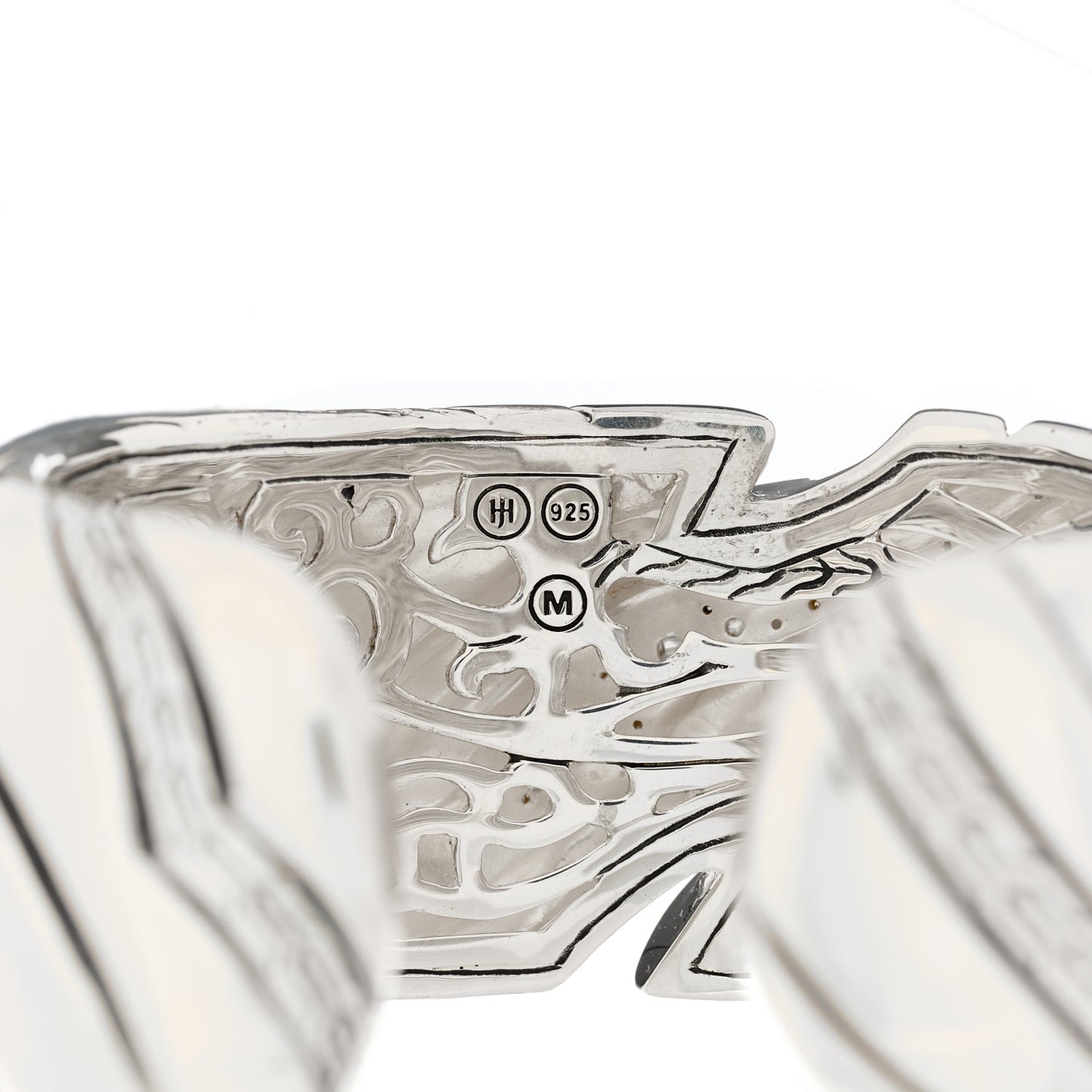 Sterling Silver Grey Diamond 31mm Lahar Kick Cuff Bracelet