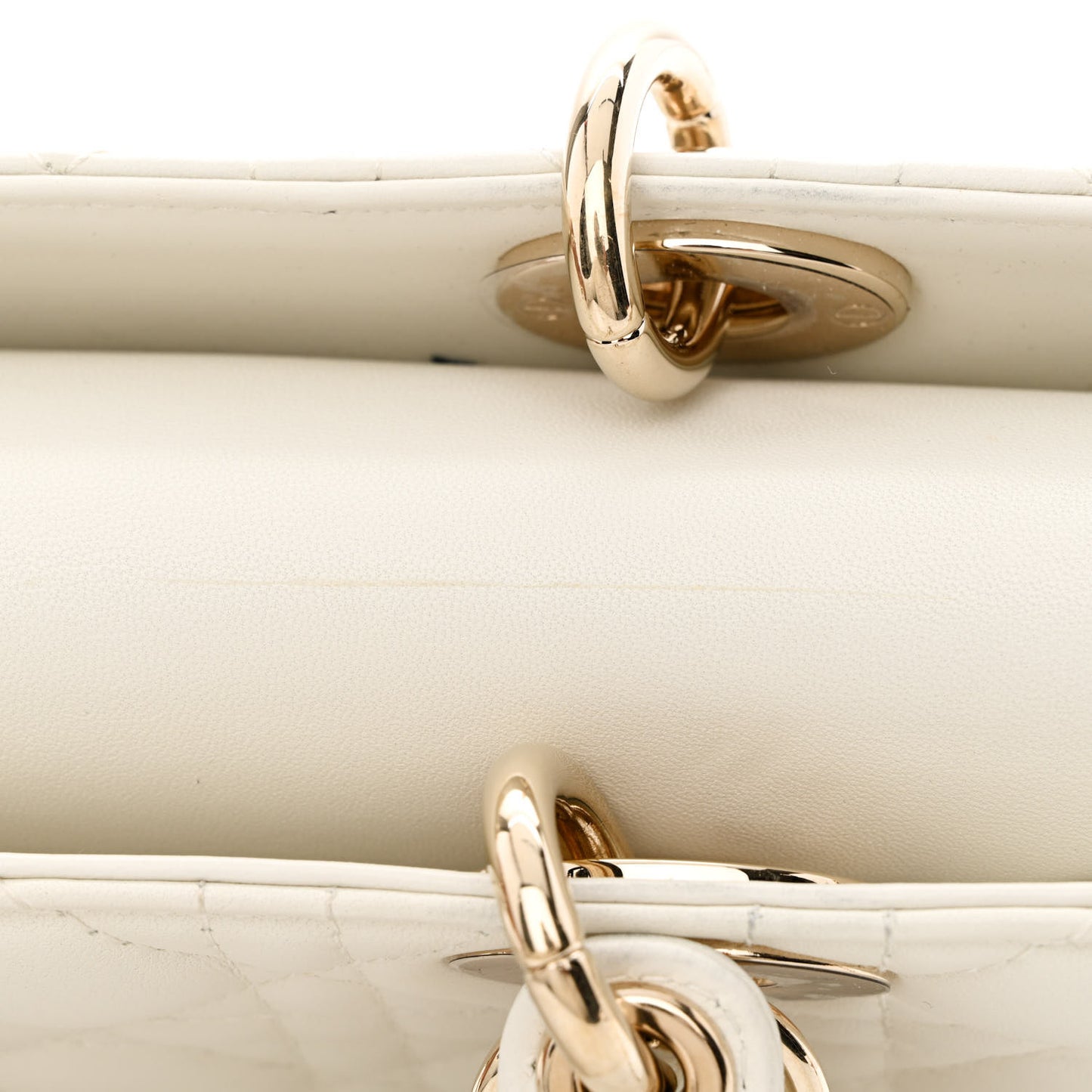 Lambskin Cannage Medium Lady D-Joy White