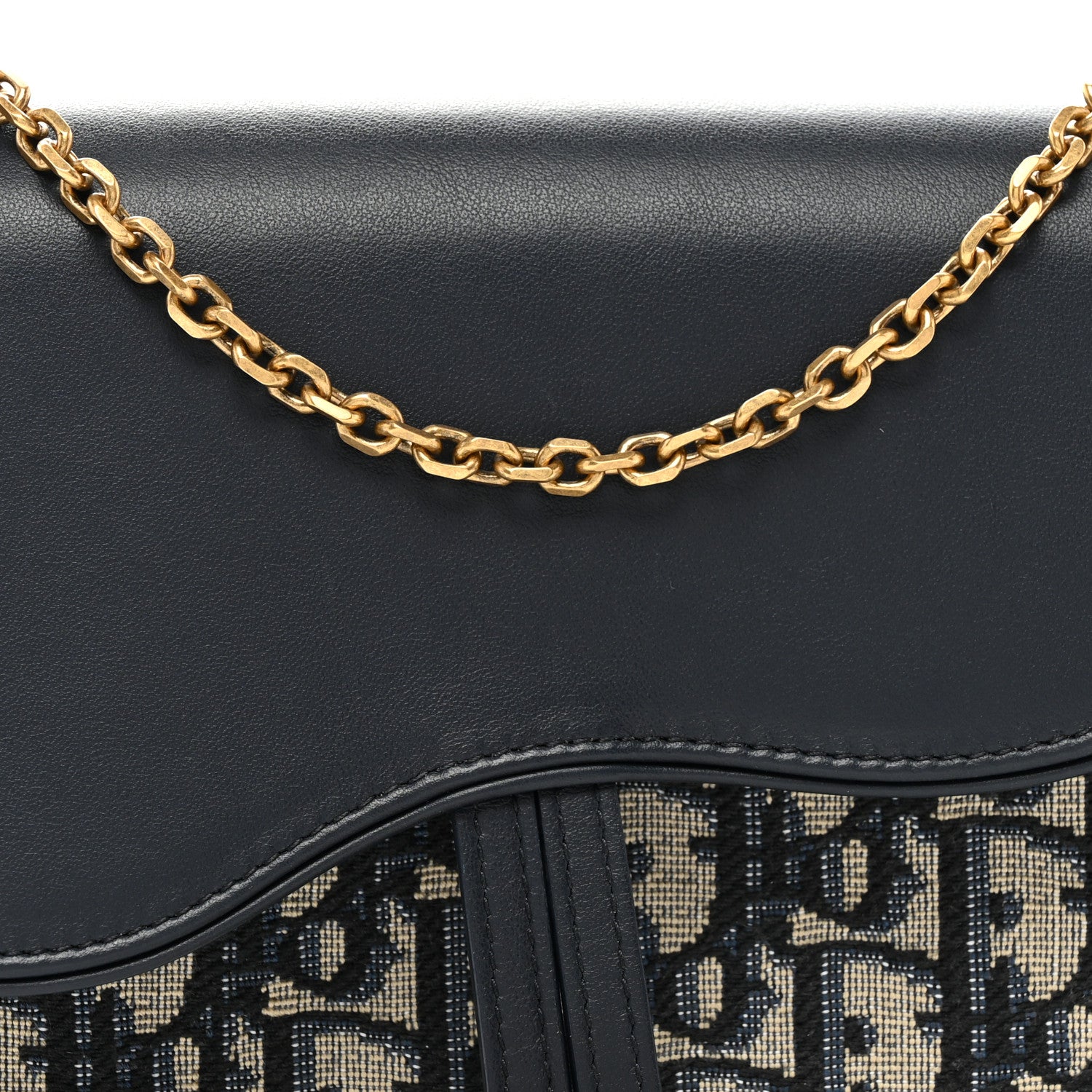 Christian Dior Oblique Smooth Calfskin Medium Saddle Pouch With Chain Blue 8 of 10