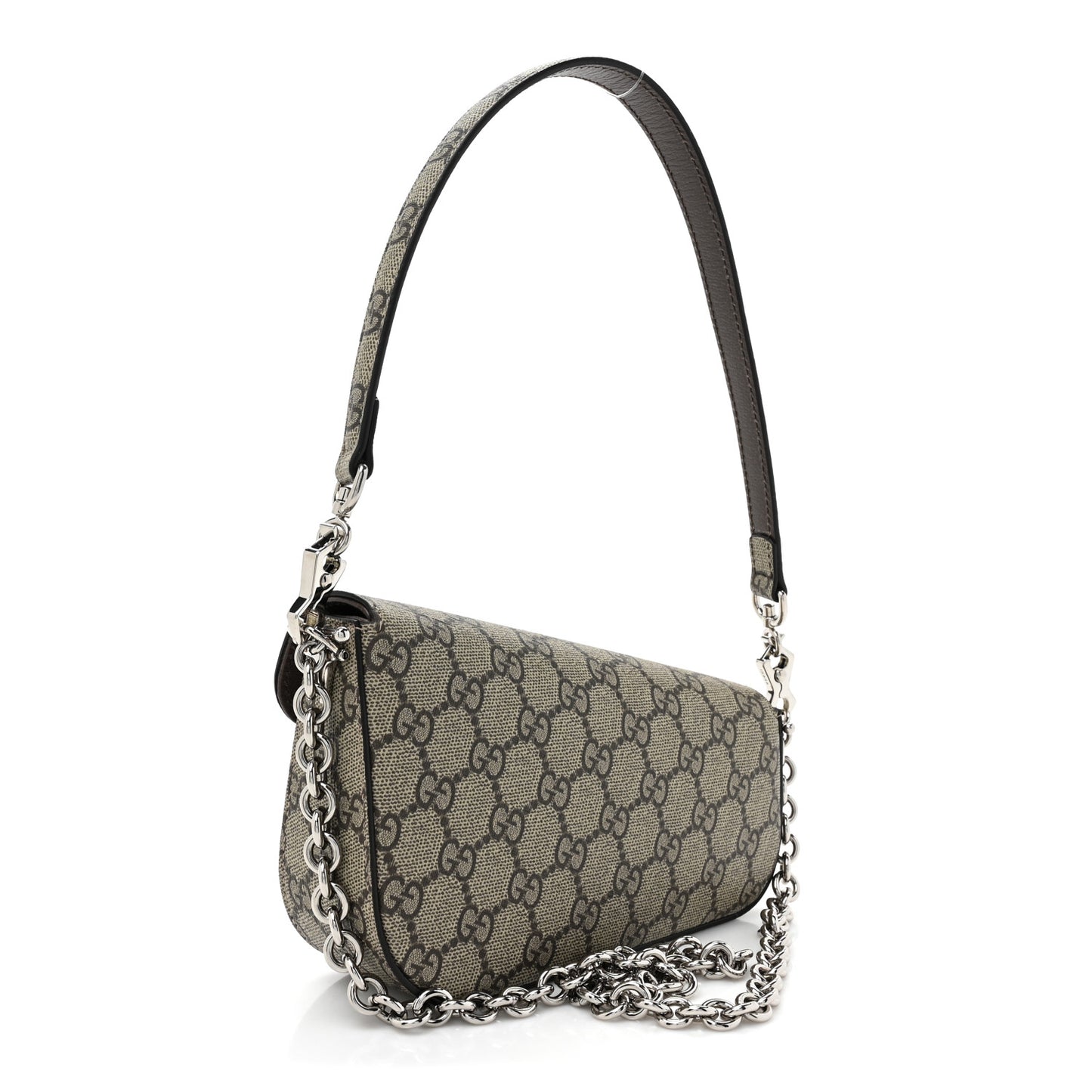 GG Supreme Monogram Mini Horsebit 1955 Asymmetric Shoulder Bag Beige Ebony