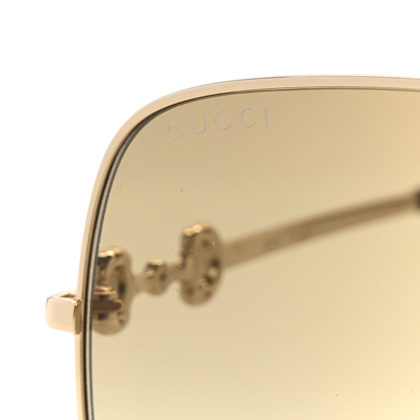 Metal Horsebit Square Frame Sunglasses GG0879S Gold