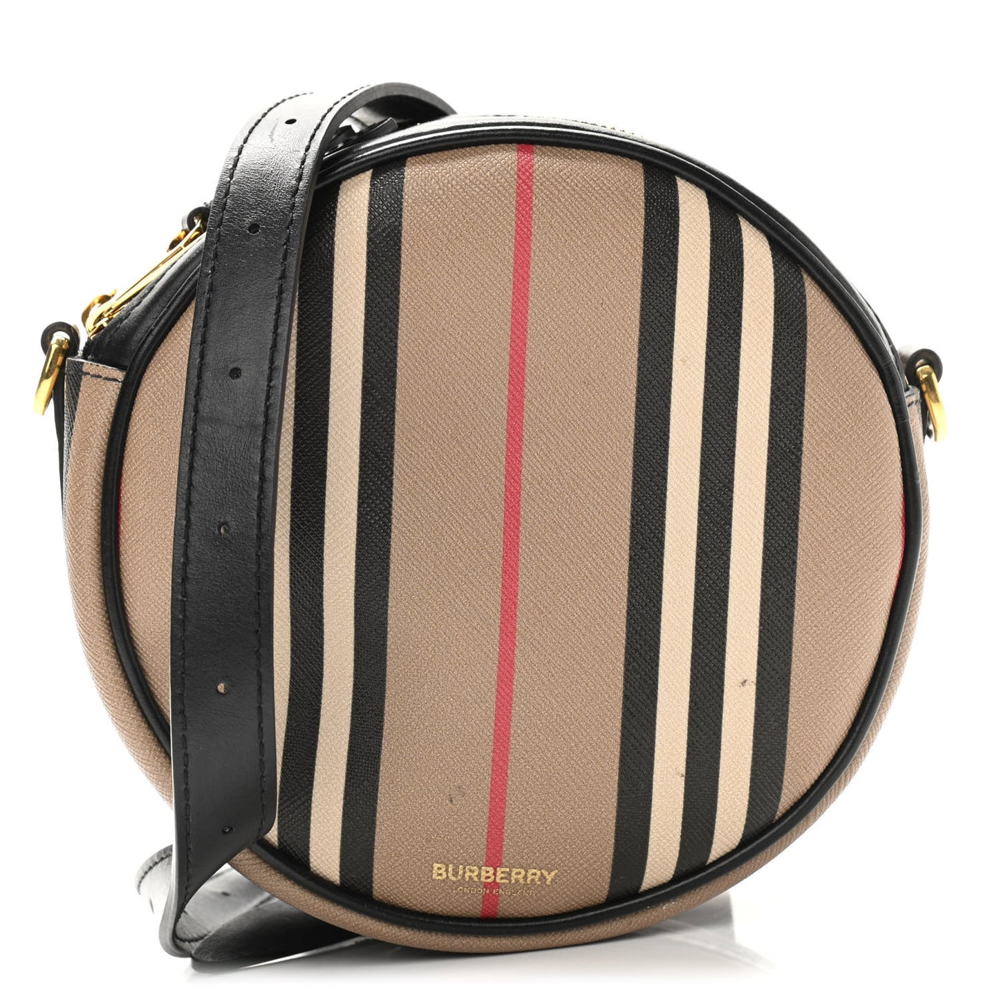 E-Canvas Calfskin Icon Stripe Louise Bag Archive Beige
