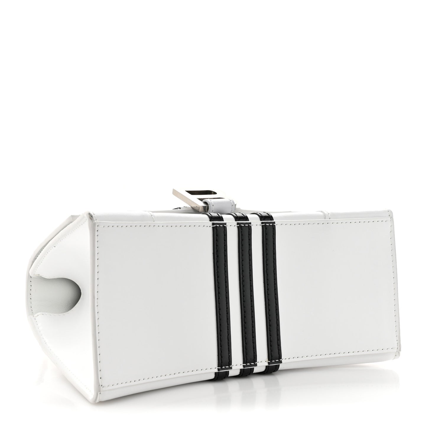 X ADIDAS Shiny Box Calfskin Small Hourglass Top Handle Bag Off White Black