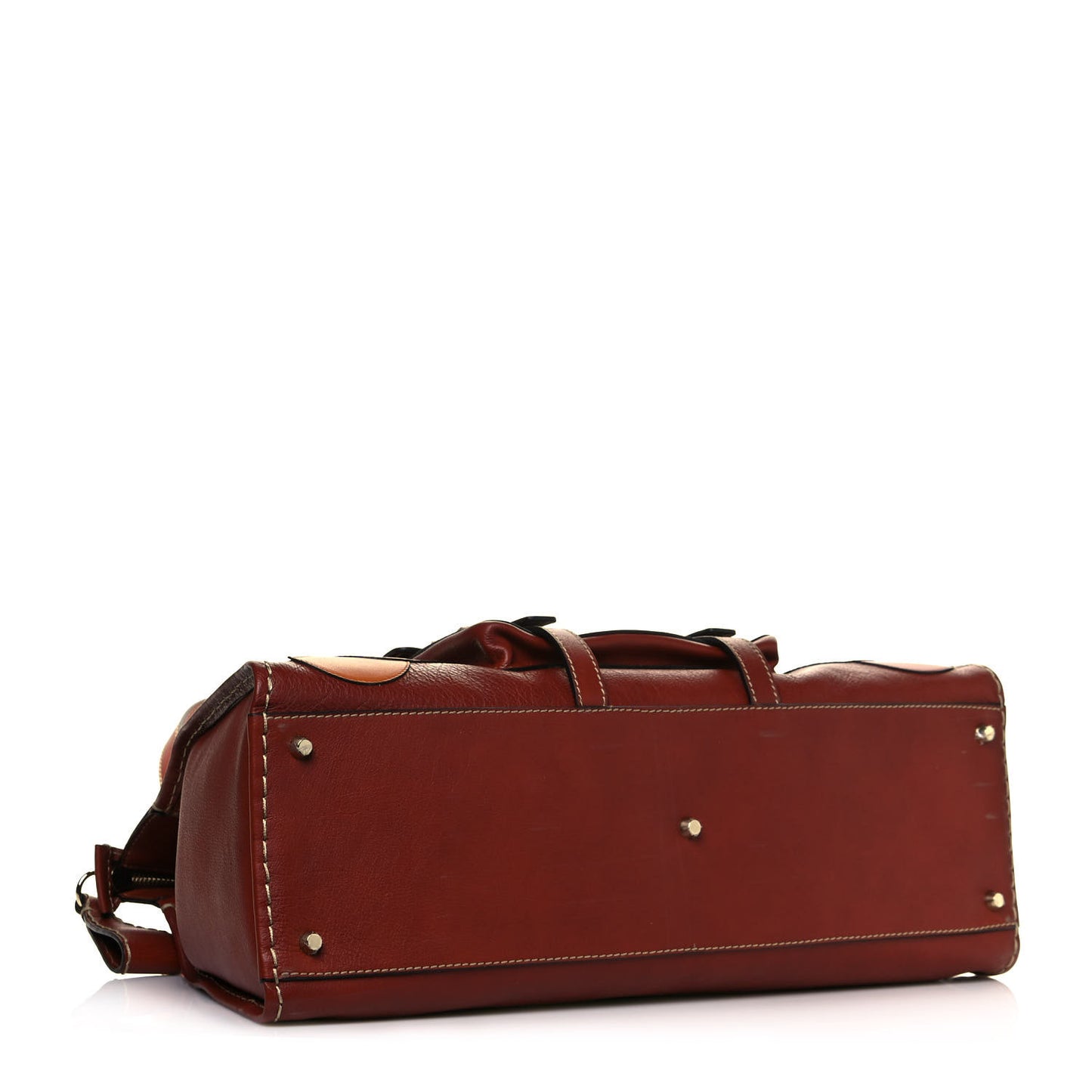 Buffalo Leather Recycled Cashmere Scallop Patches Large Edith Day Bag Sepia Multicolor