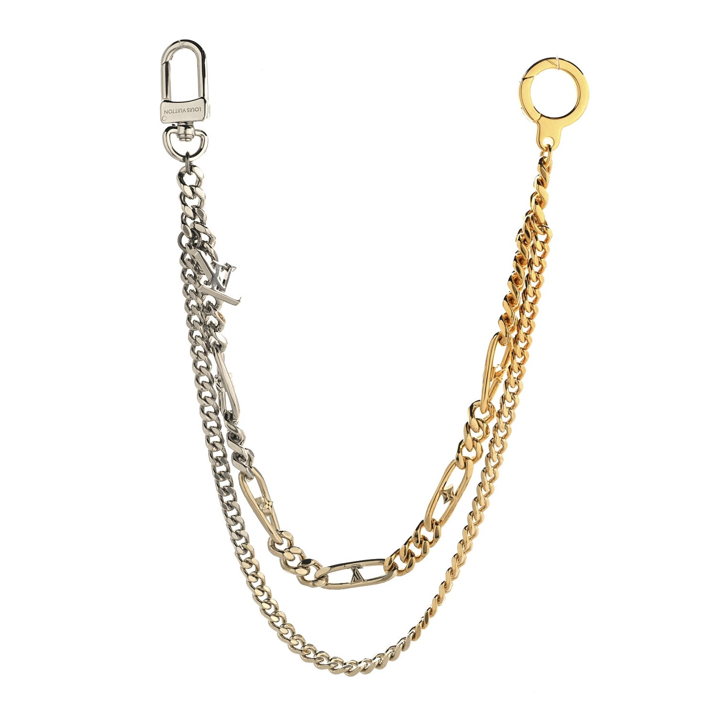 Metal LV Figaro Chain Belt Gold Silver