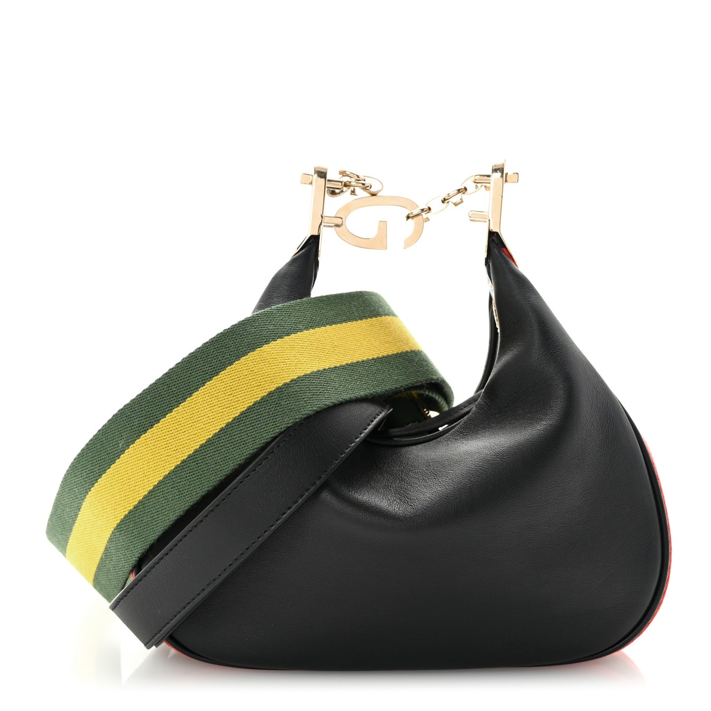 Aria Calfskin Web Small Attache Shoulder Bag Black