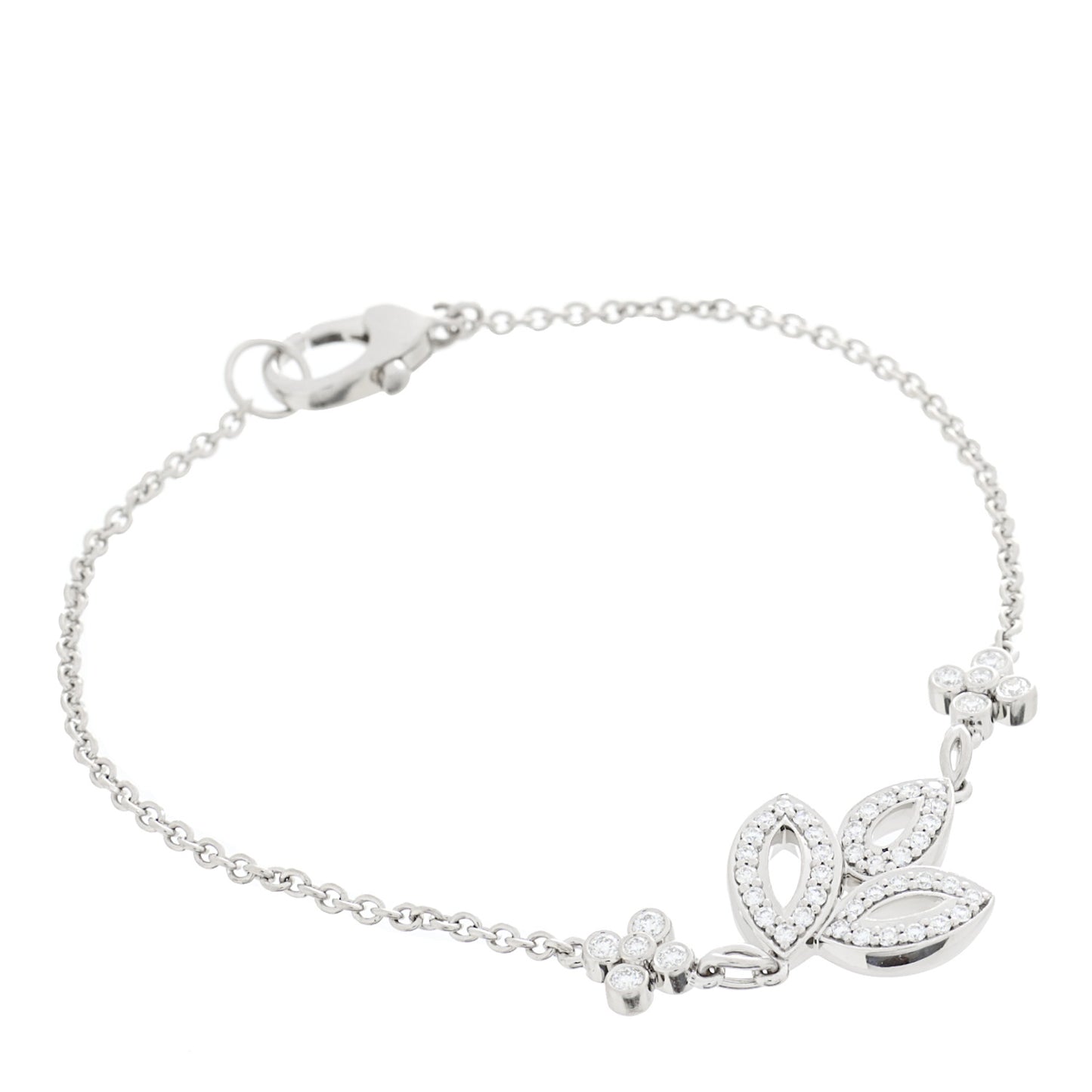 Platinum Diamond Lily Cluster Bracelet