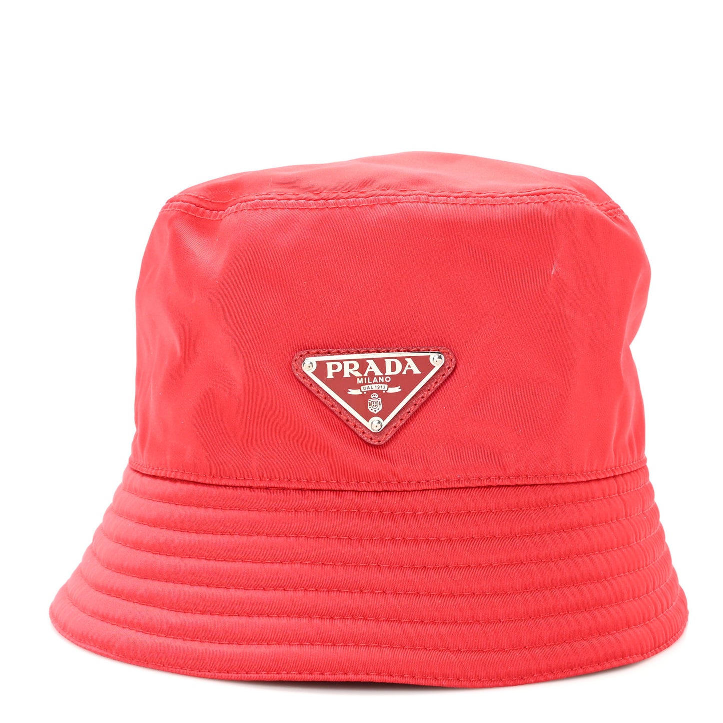 Re-Nylon Metal Triangle Logo Womens Bucket Hat M Rosso