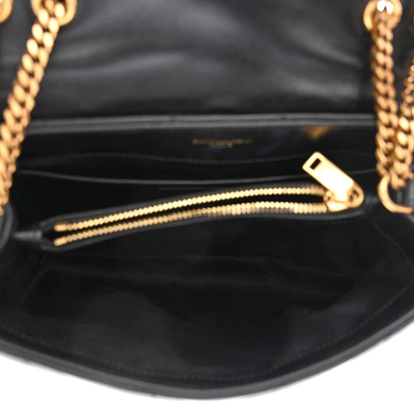 Calfskin Y Quilted Monogram Small Loulou Chain Satchel Black