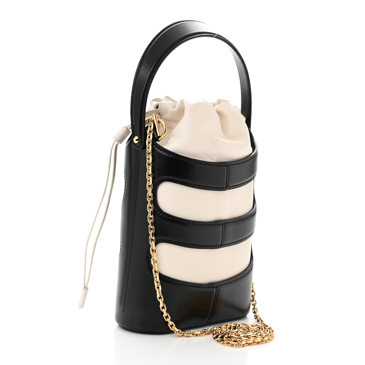 Calfskin The Rise Mini Bucket Bag White Black