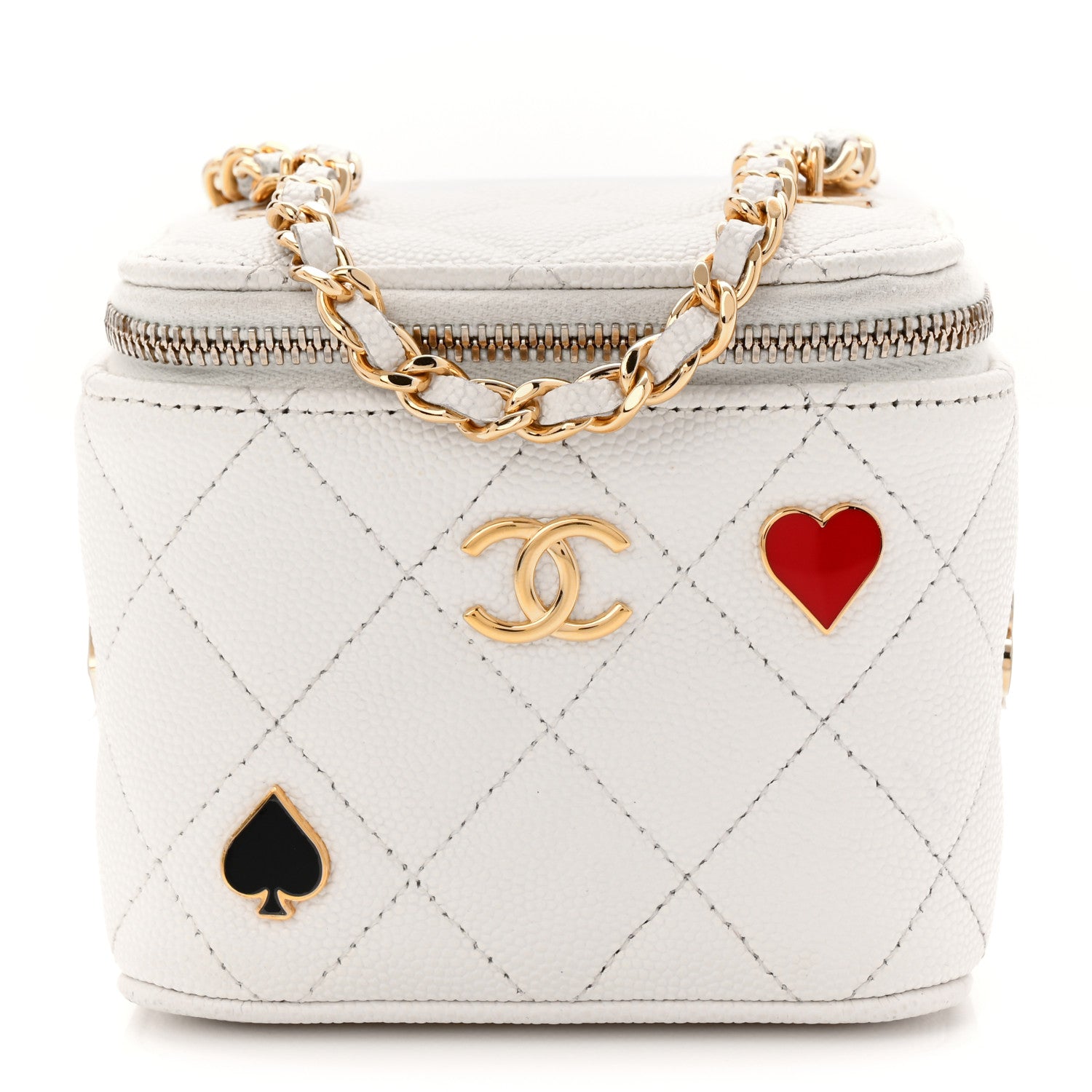 Chanel Caviar Quilted Enamel Coco Casino Mini Vanity Case With
