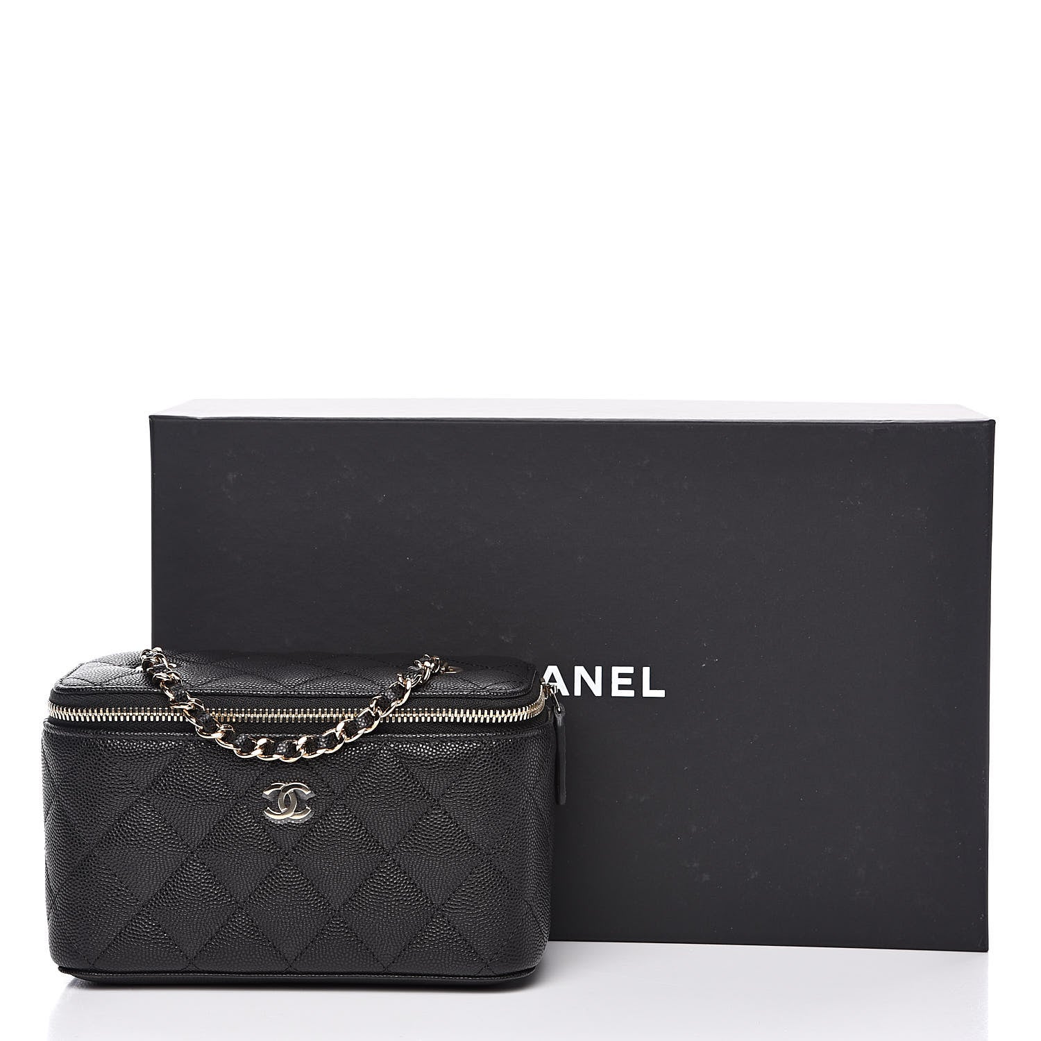 Chanel Caviar Quilted Small Vanity Case With Chain Black 10 of 10
