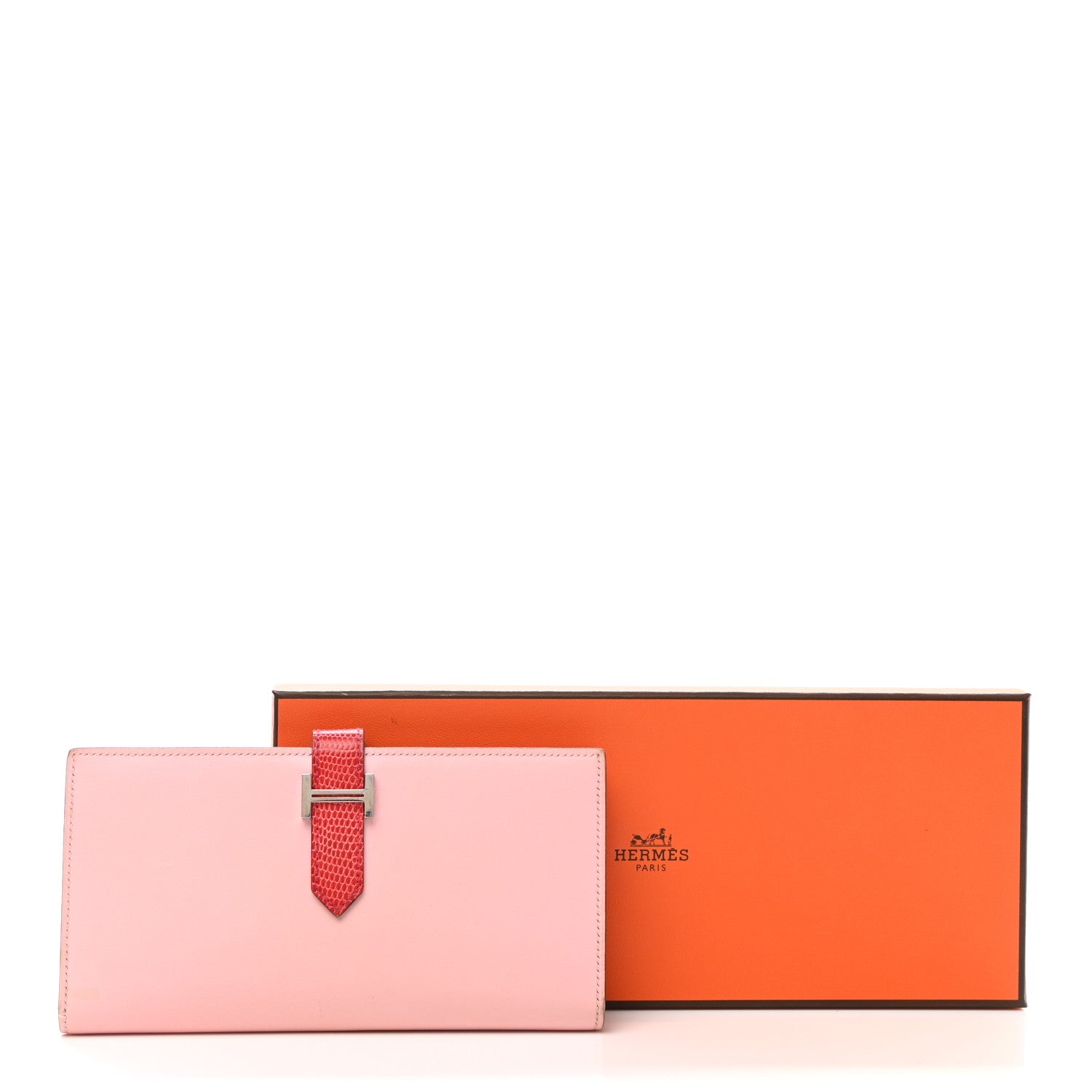 Hermes Tadelakt Lizard Bearn Gusset Wallet Rose Sakura Bougainvillea 8 of 8