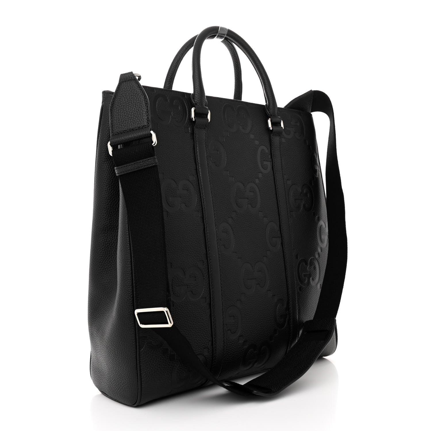 Gucci Piuma Calfskin Jumbo GG Embossed Medium Tote Bag Black 2 of 11