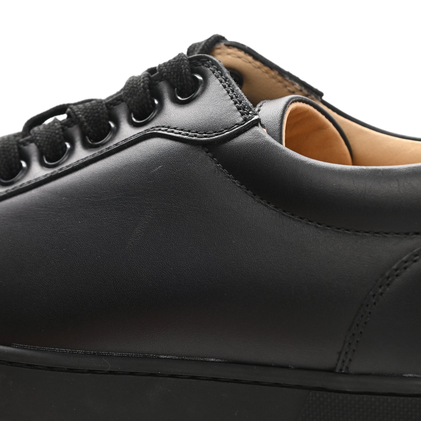 Calfskin Mens Louis Junior Spikes Flat Sneakers 38 Black