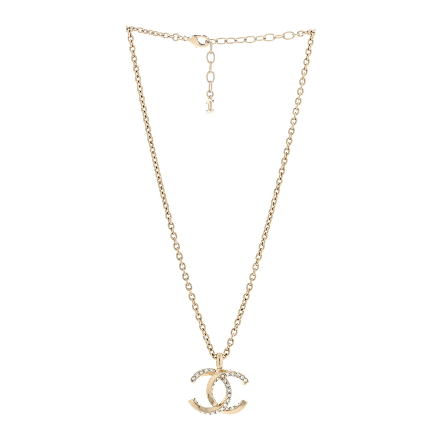 Metal Crystal CC Necklace Gold