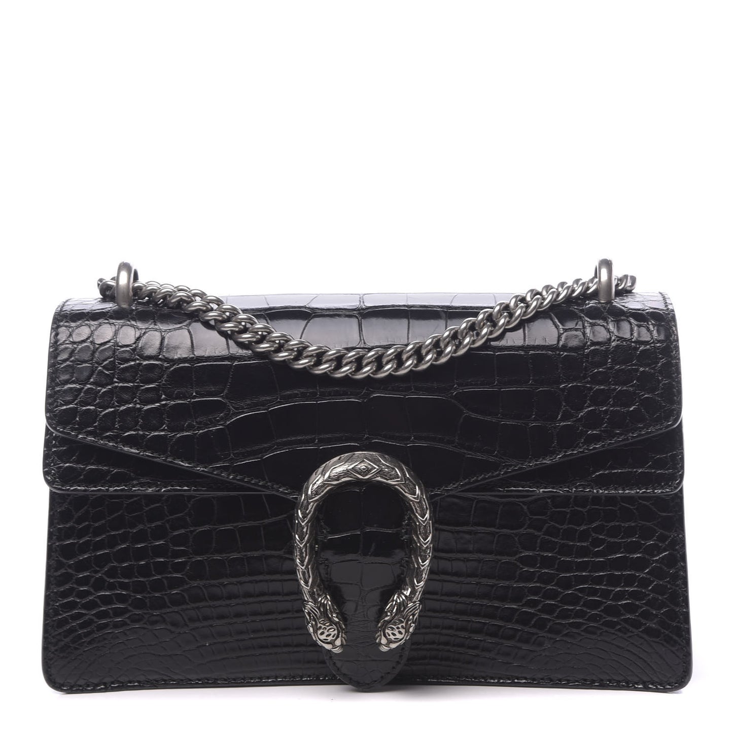 Crocodile Small Dionysus Shoulder Bag Black