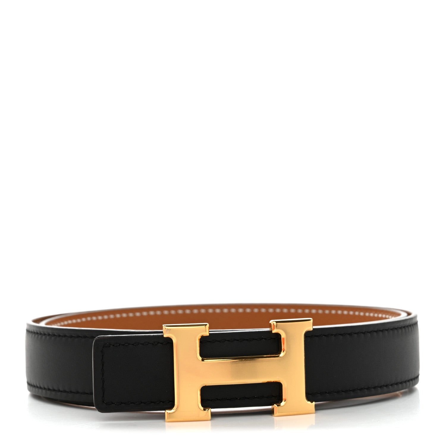 HERMES 皮ベルト　サイズ75 24mm幅 Hermes Swift Epsom 24mm Mini Constance H Belt 75 Black Gold