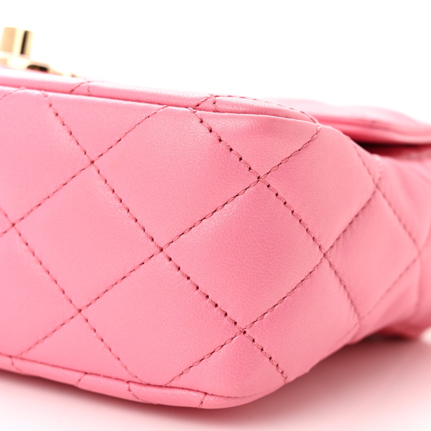 Lambskin Resin Quilted Mini Heart Square Flap Pink