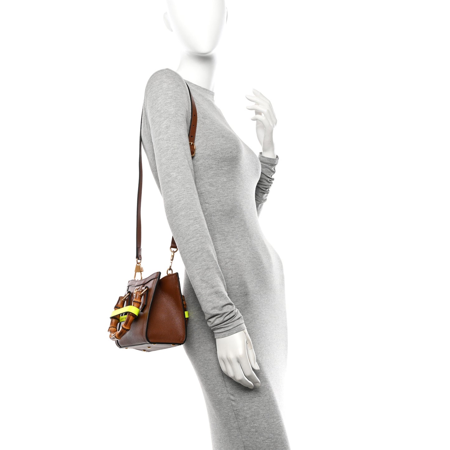 Wonka Grain Calfskin Mini Diana Tote Bag Cuir Yellow Fluo