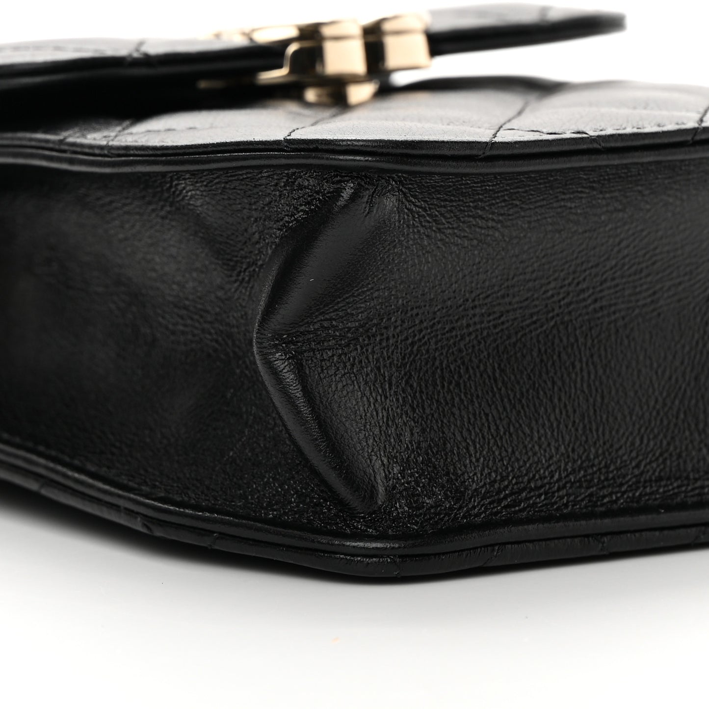 Calfskin Quilted Clutch with Chain Black