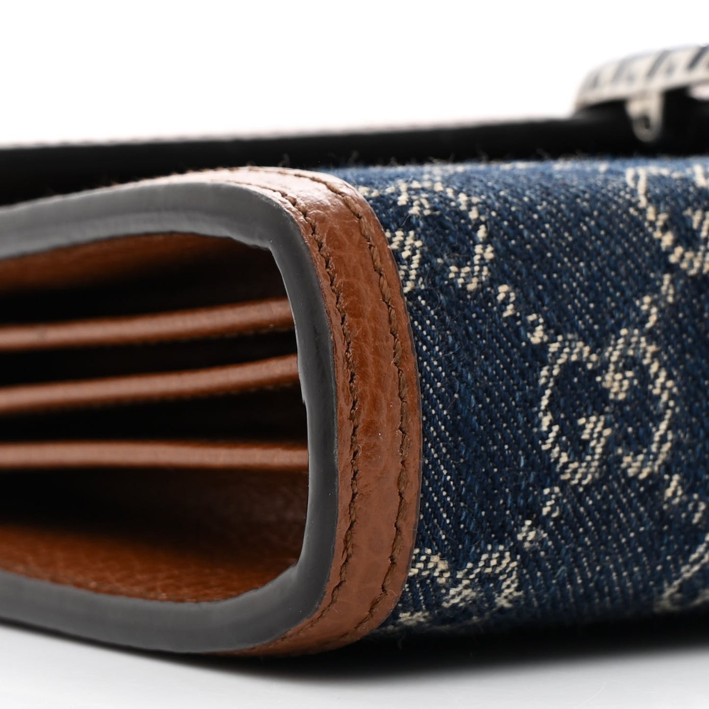 New Denim GG Monogram Dollar Calfskin Enamel Mini Dionysus Chain Wallet Blue Tea Cuir Epilog Electric Blue